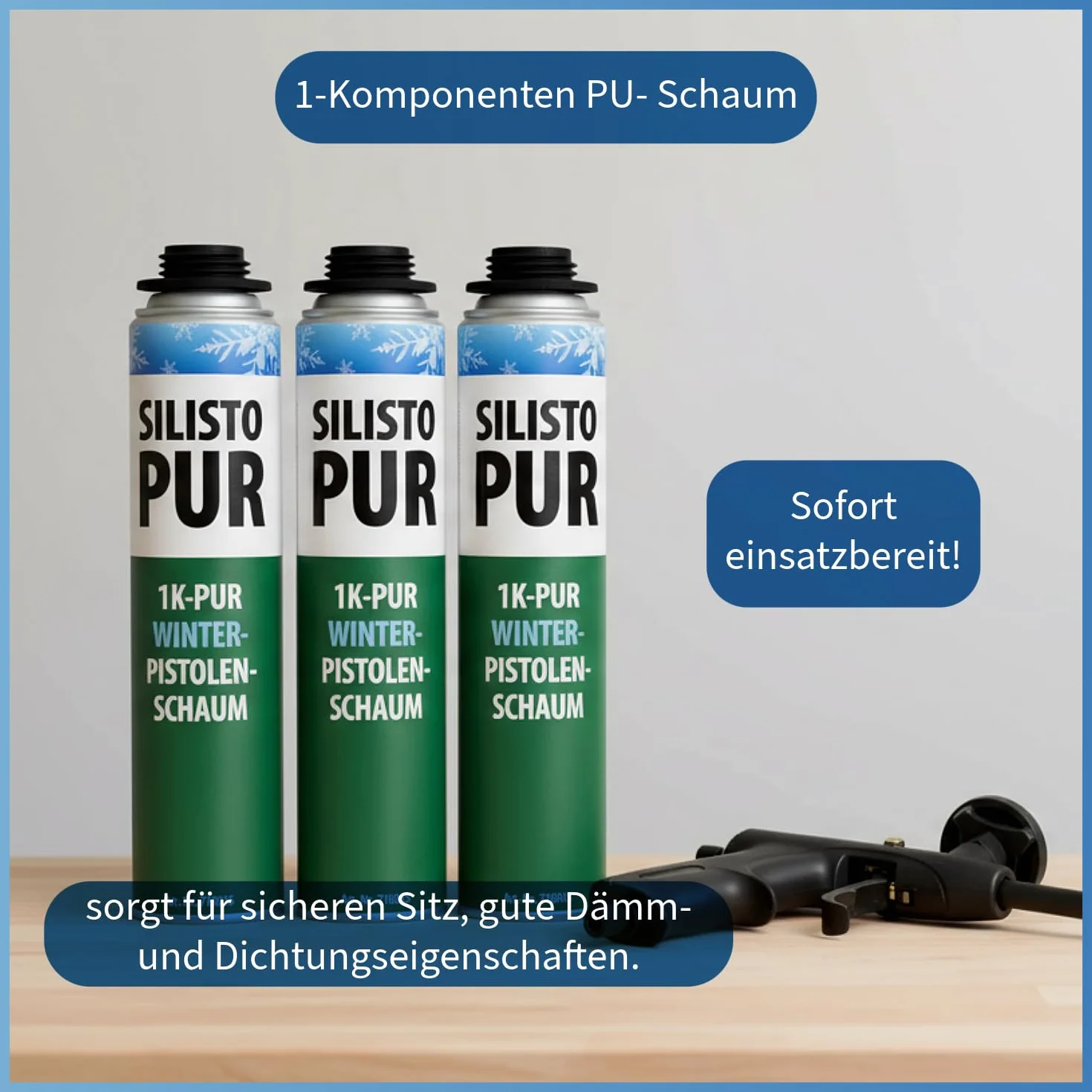 SILISTO PUR 1K WINTER pianka pistoletowa 10x750ml do -10°C z pistoletem Slim i środkiem czyszczącym 500ml