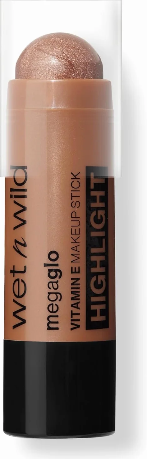 Wet n Wild, Mega Glo Vitamin E Makeup Stick, Wielofunkcyjny Rozświetlacz i Bronzer w Sztyfcie do Oczu, Policzków i Ust, z Formułą Umożliwiającą Budowanie i Rozcieranie, Desert Sands