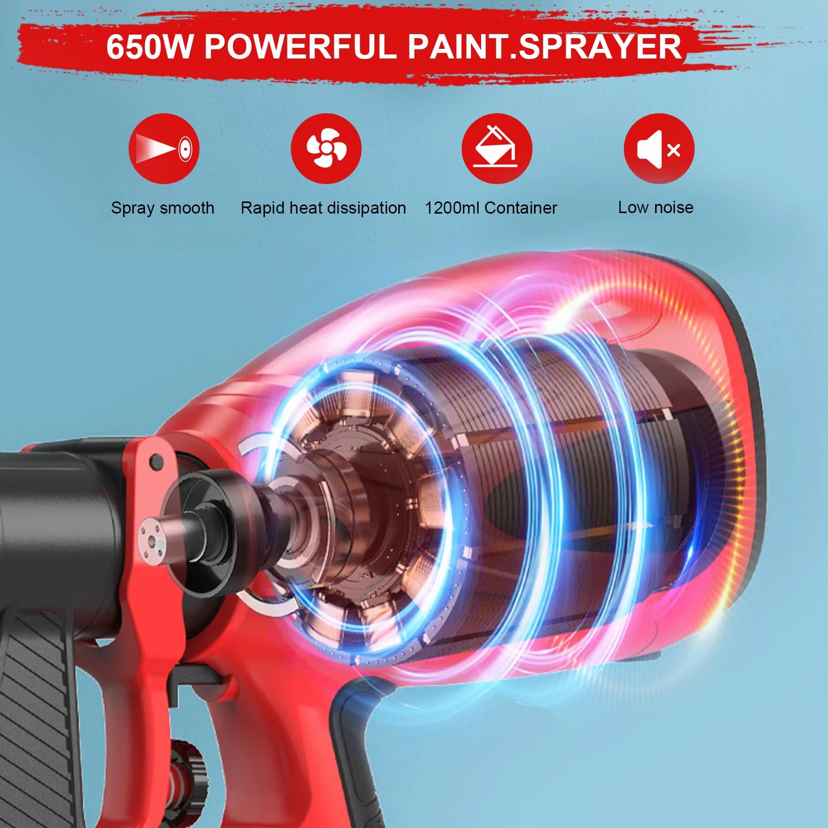 Pistolet do malowania 650 W 1200 ml 4 dysze 3 tryby