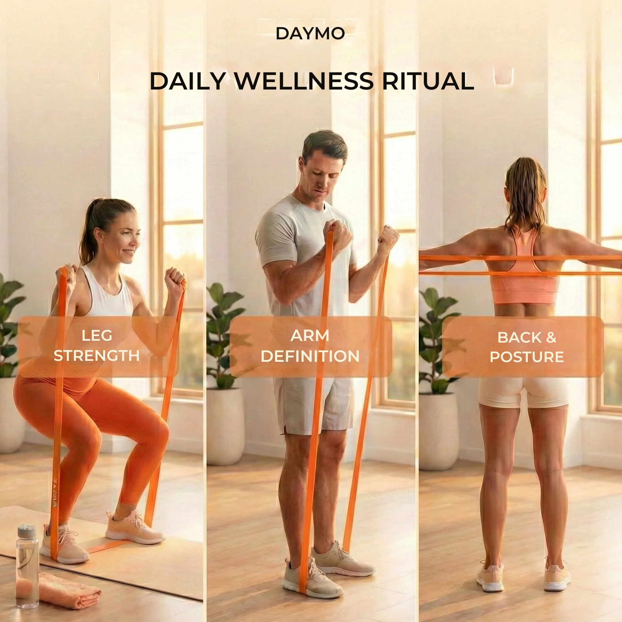DAYMO Zestaw 3 taśm oporowych – taśmy fitness jako zestaw treningowy