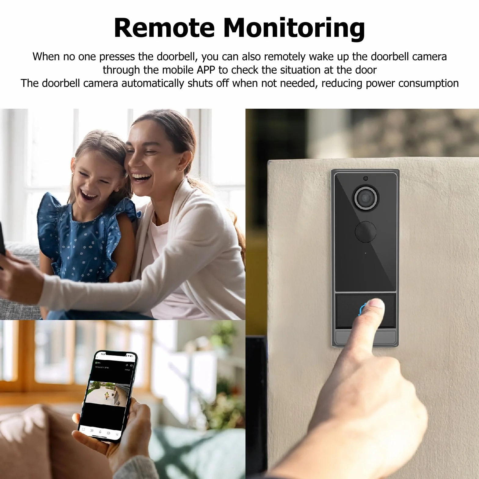 Luocute Bezprzewodowy Dzwonek do Drzwi z kamerą, 2.4G WiFi, Aplikacja do Zdalnego Monitorowania, Rozmowa Dwukierunkowa, Obiektyw 120 Stopni, IP67, Inteligentna Kamera Bezpieczeństwa
