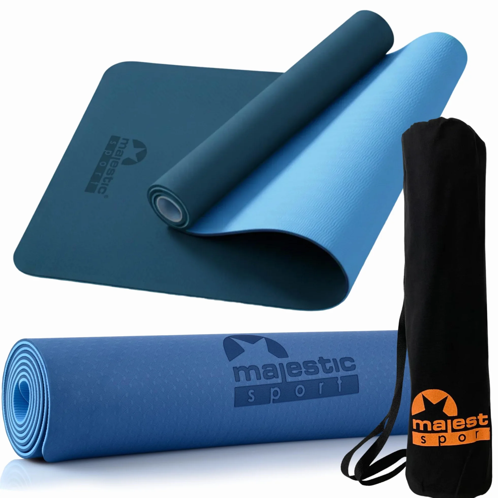 Mata do Ćwiczeń Majestic Yoga 183x61x0,6 cm Lekka Poręczna Niska Pamięć Kształtu Wytrzymała Wodoodporna Antypoślizgowa