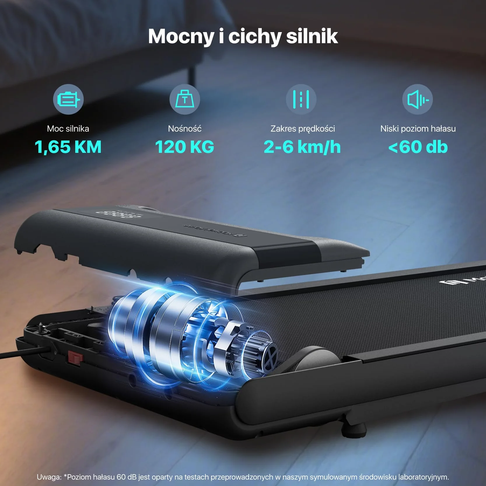 Mobvoi Bieżnia do Chodzenia pod Biurko - Przenośna i Kompaktowa do Domu/Biura, z Pilotem, Nośność 120kg, Prędkość Regulowana 2-6 km/h