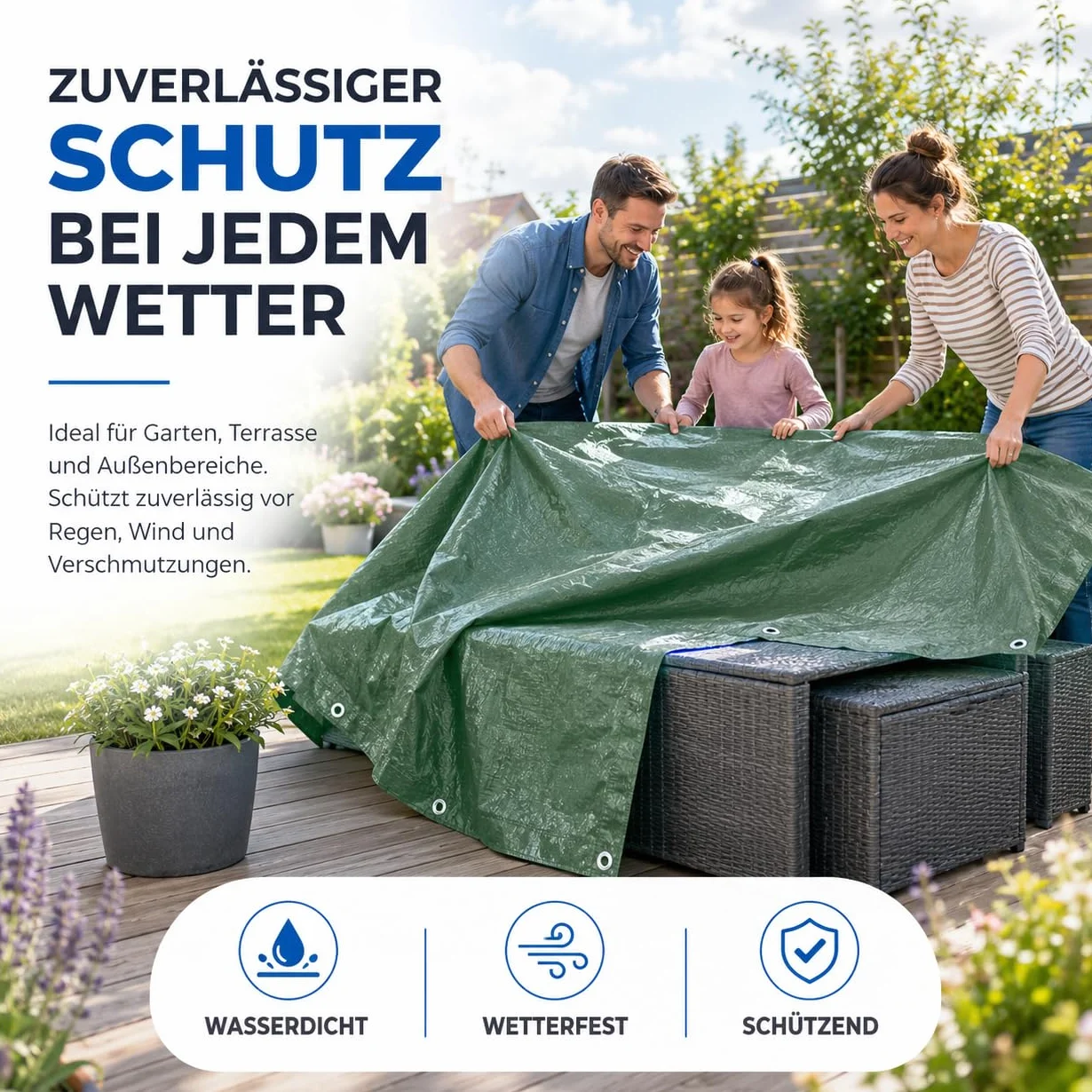 Plandeka wodoszczelna 2m x 2m namiotowa budowlana ogrodowa