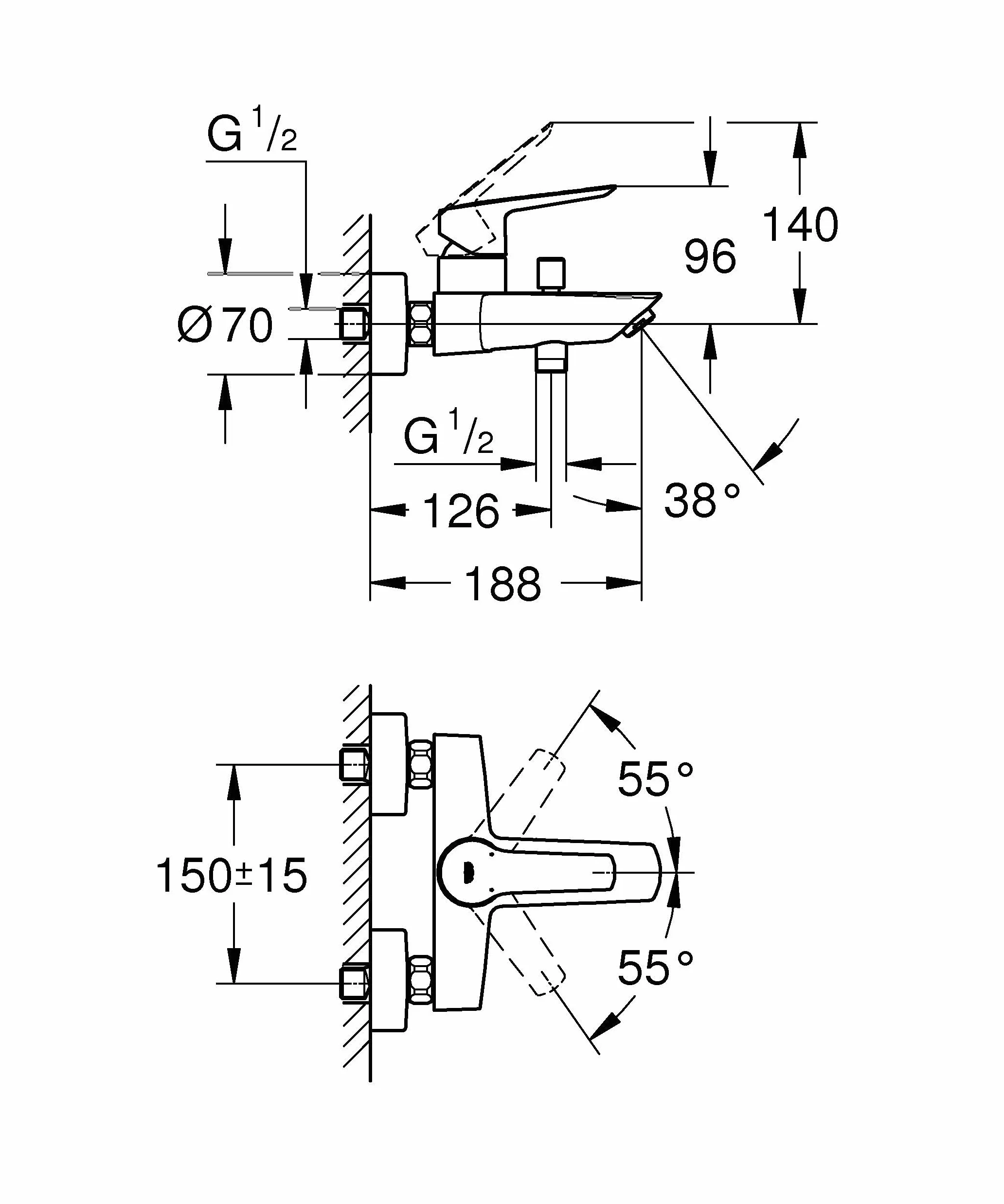 GROHE Start bateria wannowa jednoręczna matowa czerń 322782432