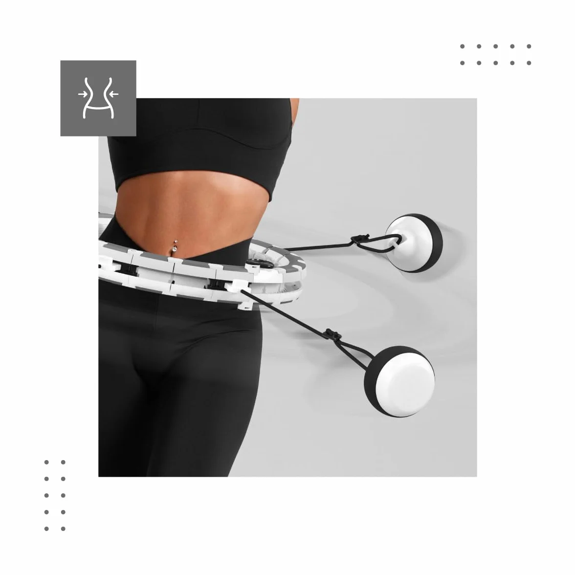 ATHLER Emu 30 | Smart Fitness hula hop | piłka grawitacyjna dla dorosłych | inteligentny licznik | wypustki | regulowana szerokość 24 zdejmowane segmenty | masaż 360 stopni | początkujący