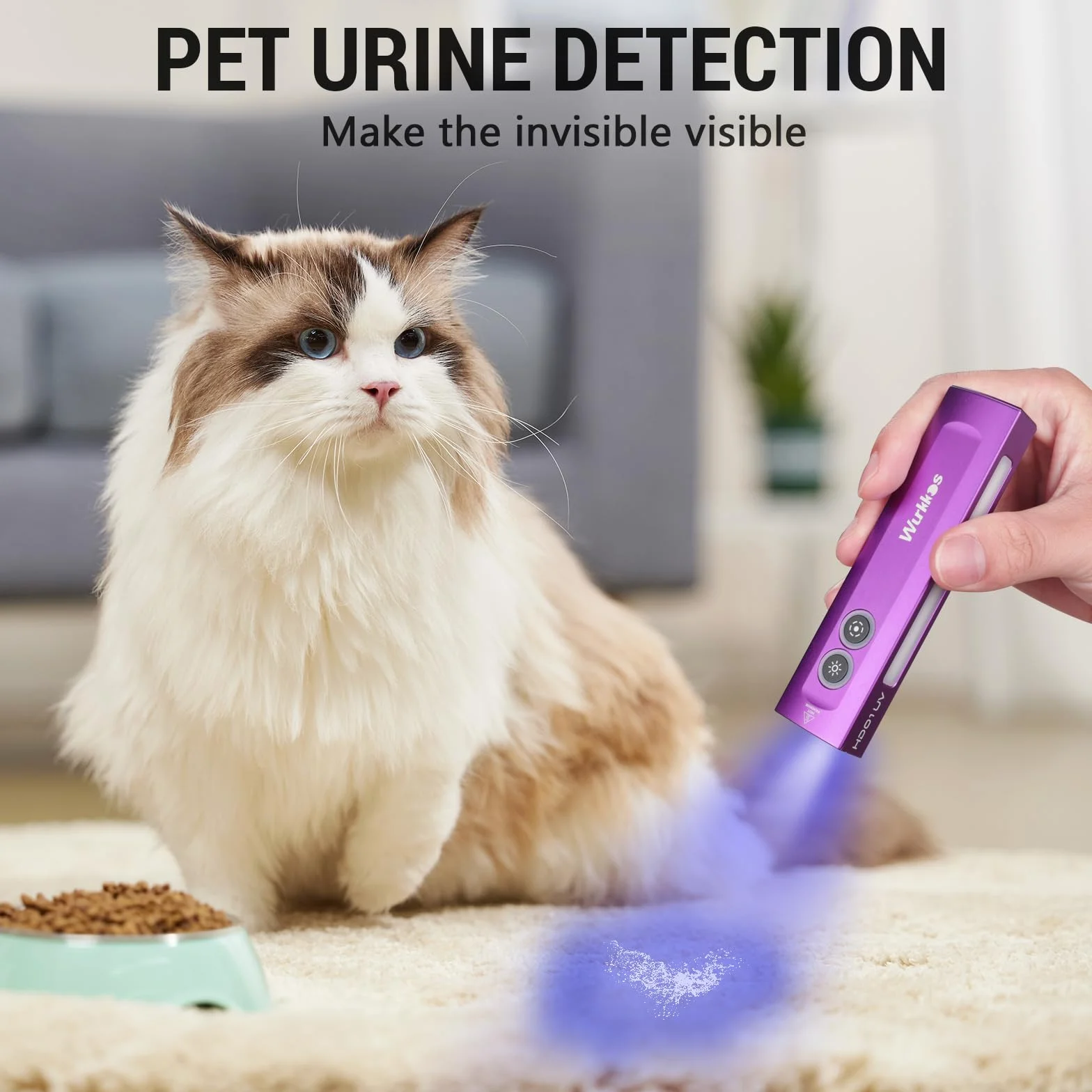 Wurkkos HD01 Latarka UV 1200 lumenów 157 m potrójne źródło światła czarne światło białe światło boczne RGB z akumulatorem