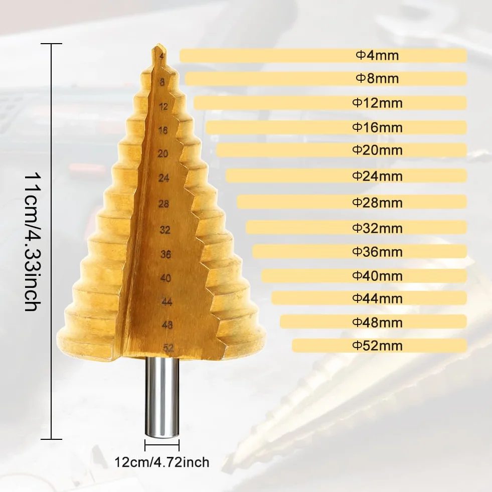 Wiertło stopniowe do metalu 4-52 mm, 13 stopni, stal nierdzewna