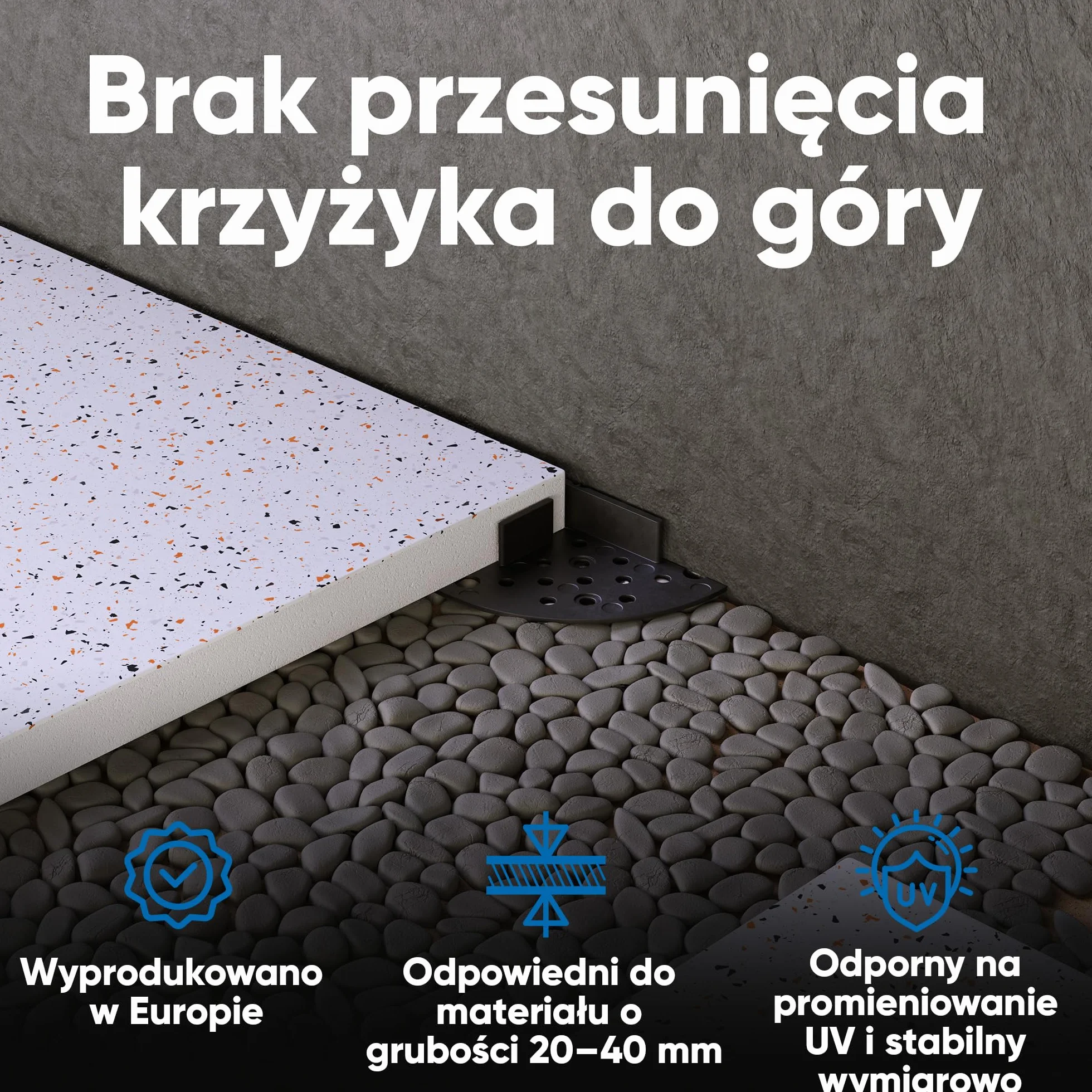 Krzyże do fug 3 mm czarne 15 mm do płytek tarasowych ceramicznych