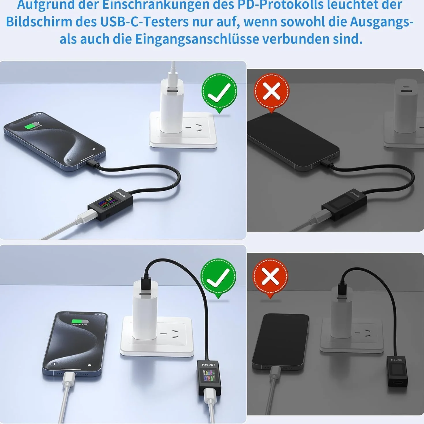 Tester USB C 4-30V 0-6.5A Multimetr cyfrowy miernik mocy