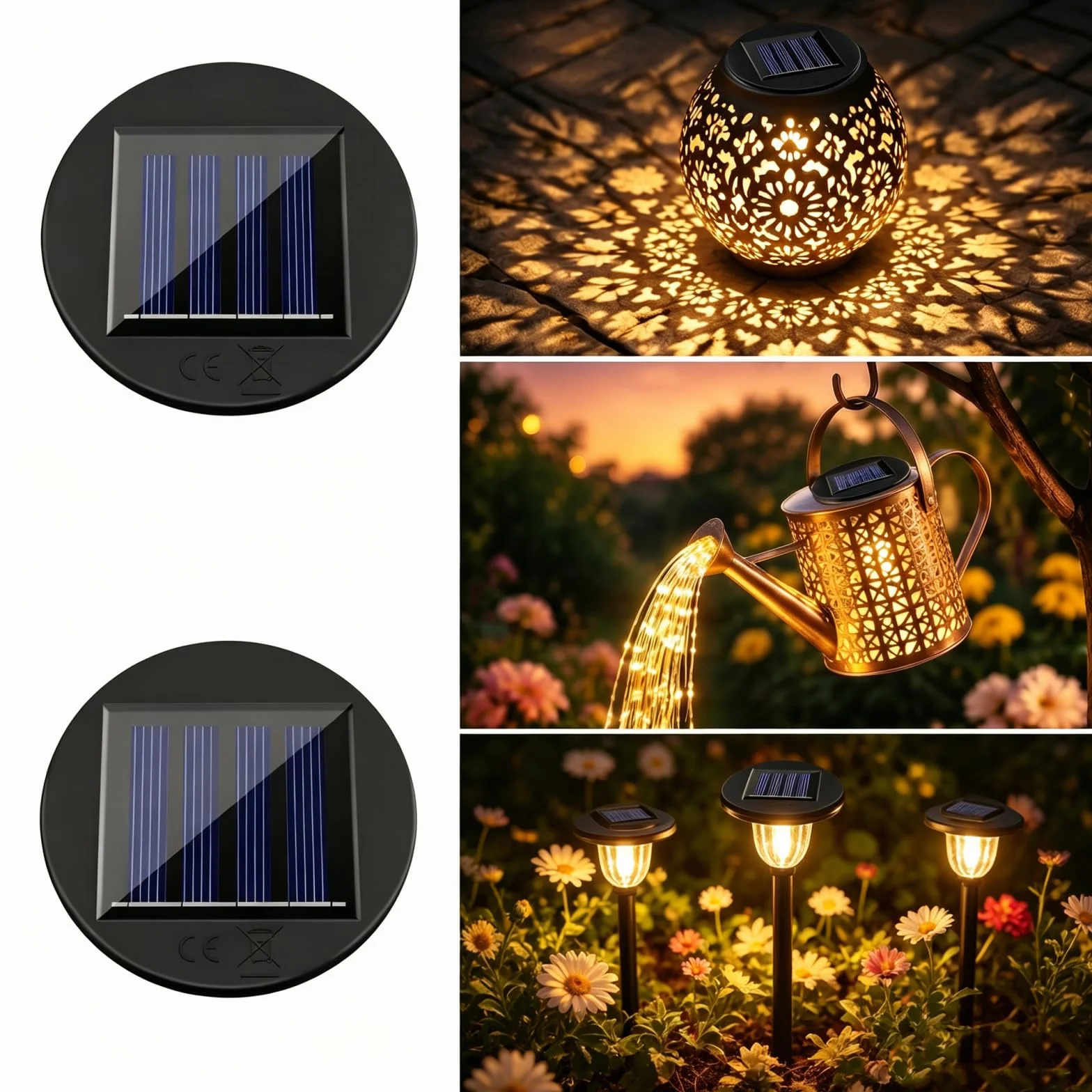 Forlivese 2 sztuki lamp solarnych, części zamienne, 8 cm, LED, ciepła biel, zamiennik lampy solarnej, lampy solarnej, konewki, panel słoneczny LED, zamiennik wody, do ogrodu, na balkon