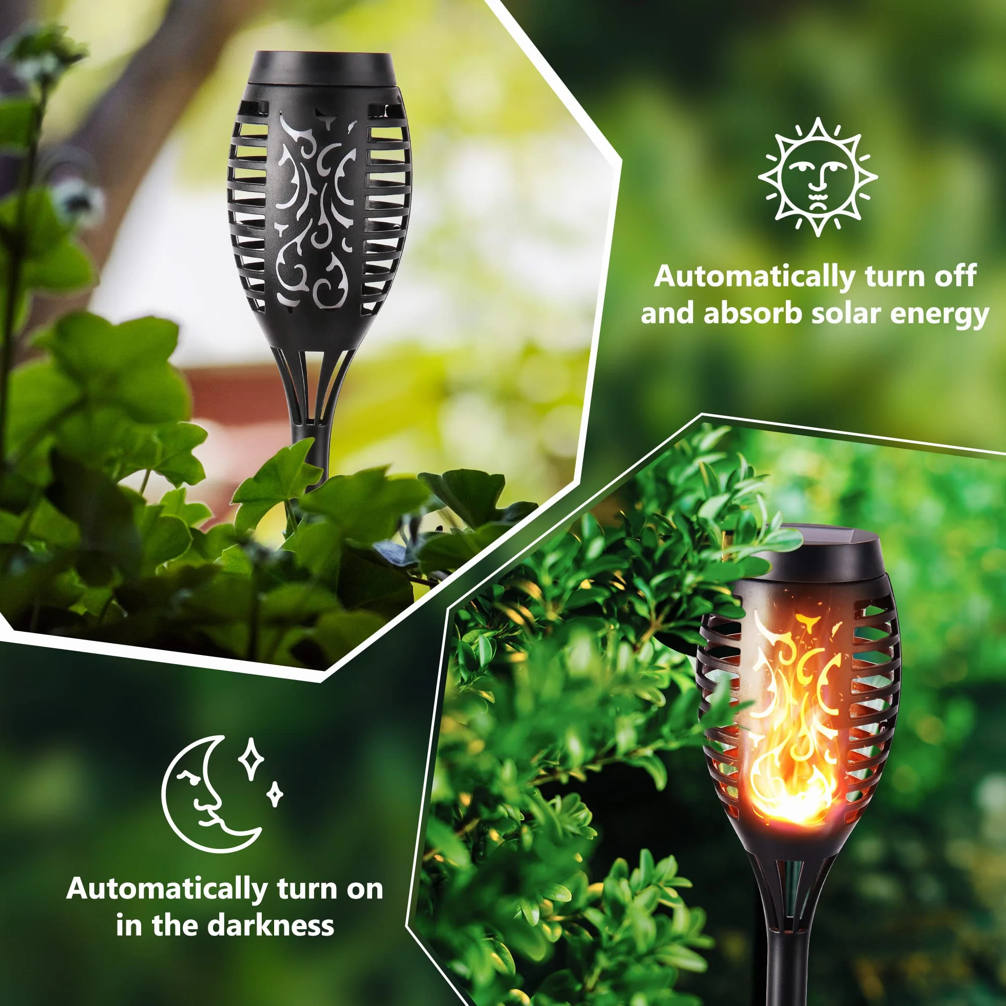 Geemoo wodoodporna latarka solarna 6 sztuk do ogrodu patio ścieżki dekoracyjne