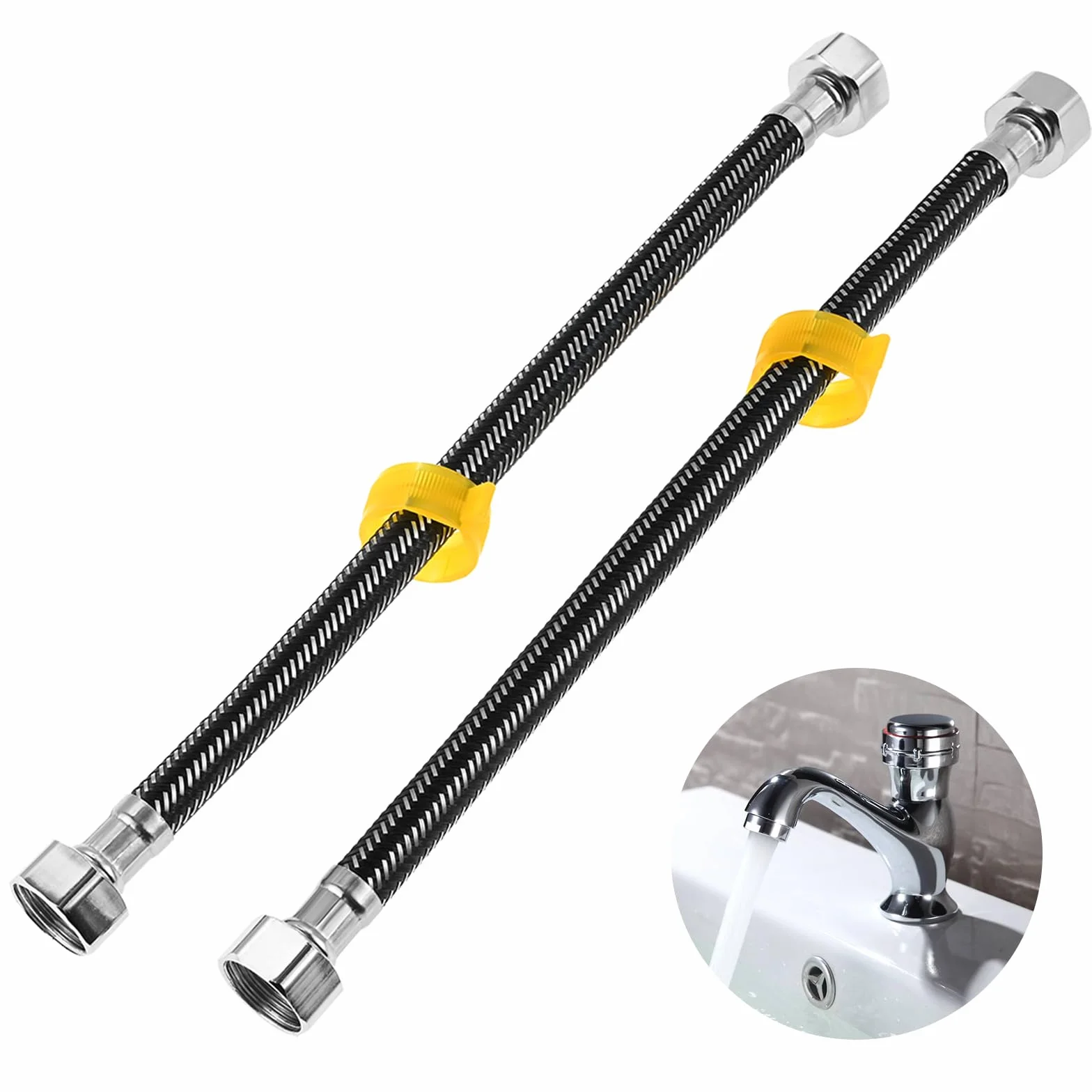 DRELD 2-pak węży plecionych ze stali nierdzewnej G1/2" 30 cm do prysznica, muszli klozetowej, zlewu