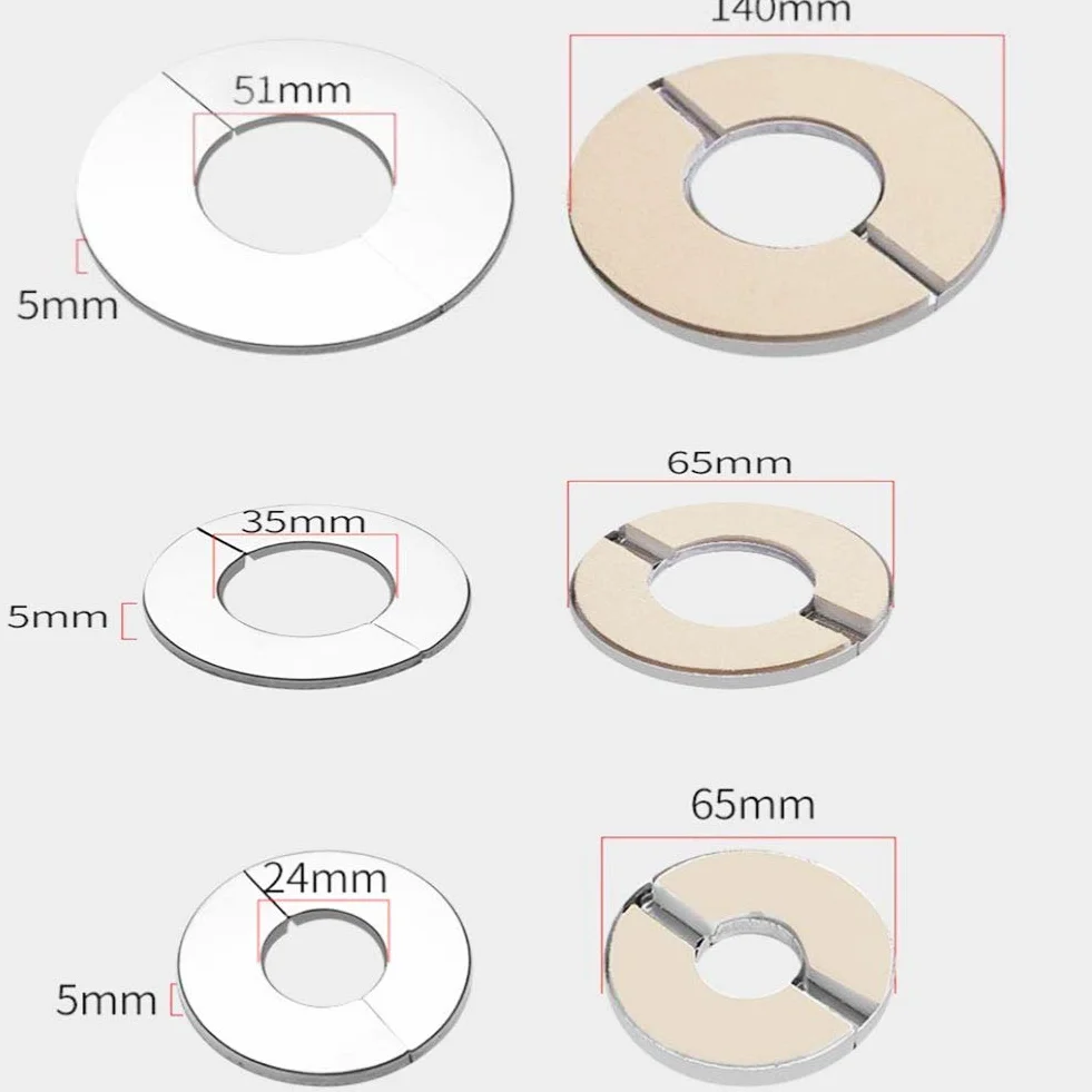 Chromowany zawór ze stali nierdzewnej 51 mm/35 mm/24 mm, pokrywa kranu, kołnierz wtykowy, 10 sztuk