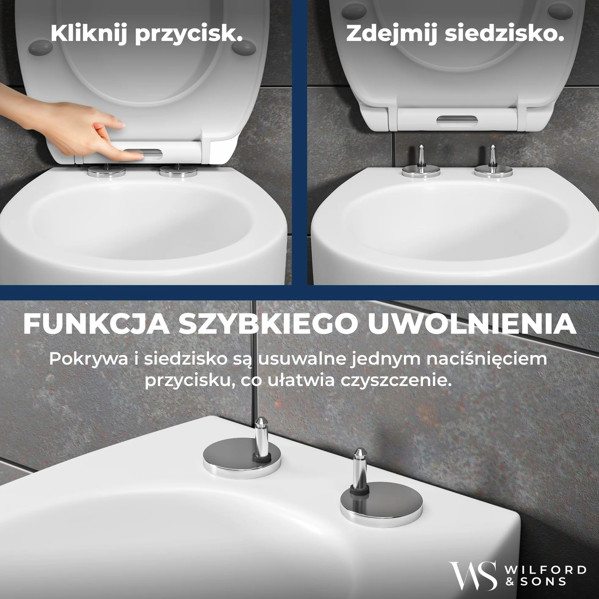Wilford & Sons Deska sedesowa z cichym domykiem biała O duroplastowa zdejmowana