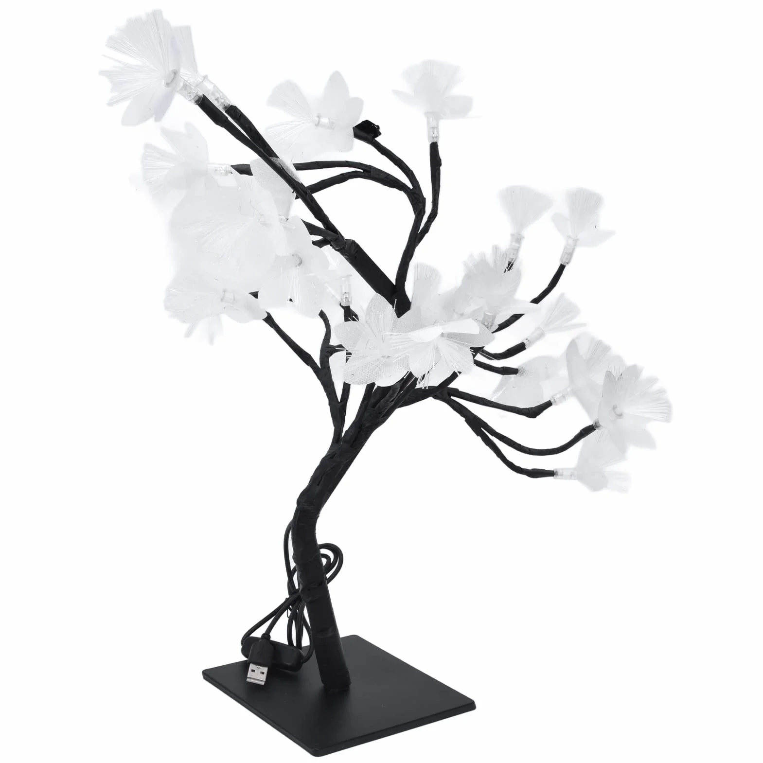 Światłowodowa Drzewna Bonsai 24LED USB Symulacja Kwiat Światło Dekoracji Sypialni