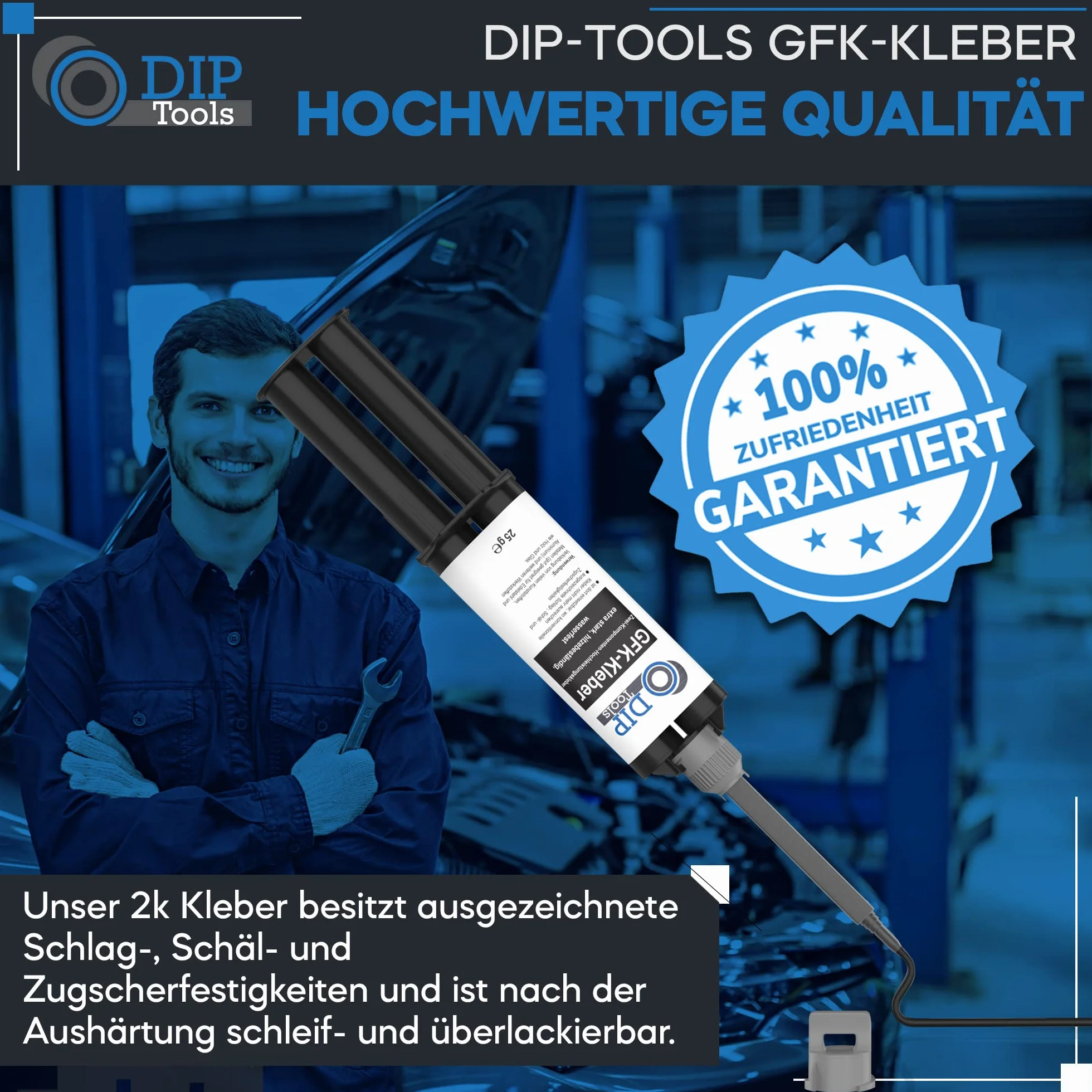 DIP-Tools Klej z włókna szklanego 2 komponenty wodoodporny odporny na wysokie temperatury
