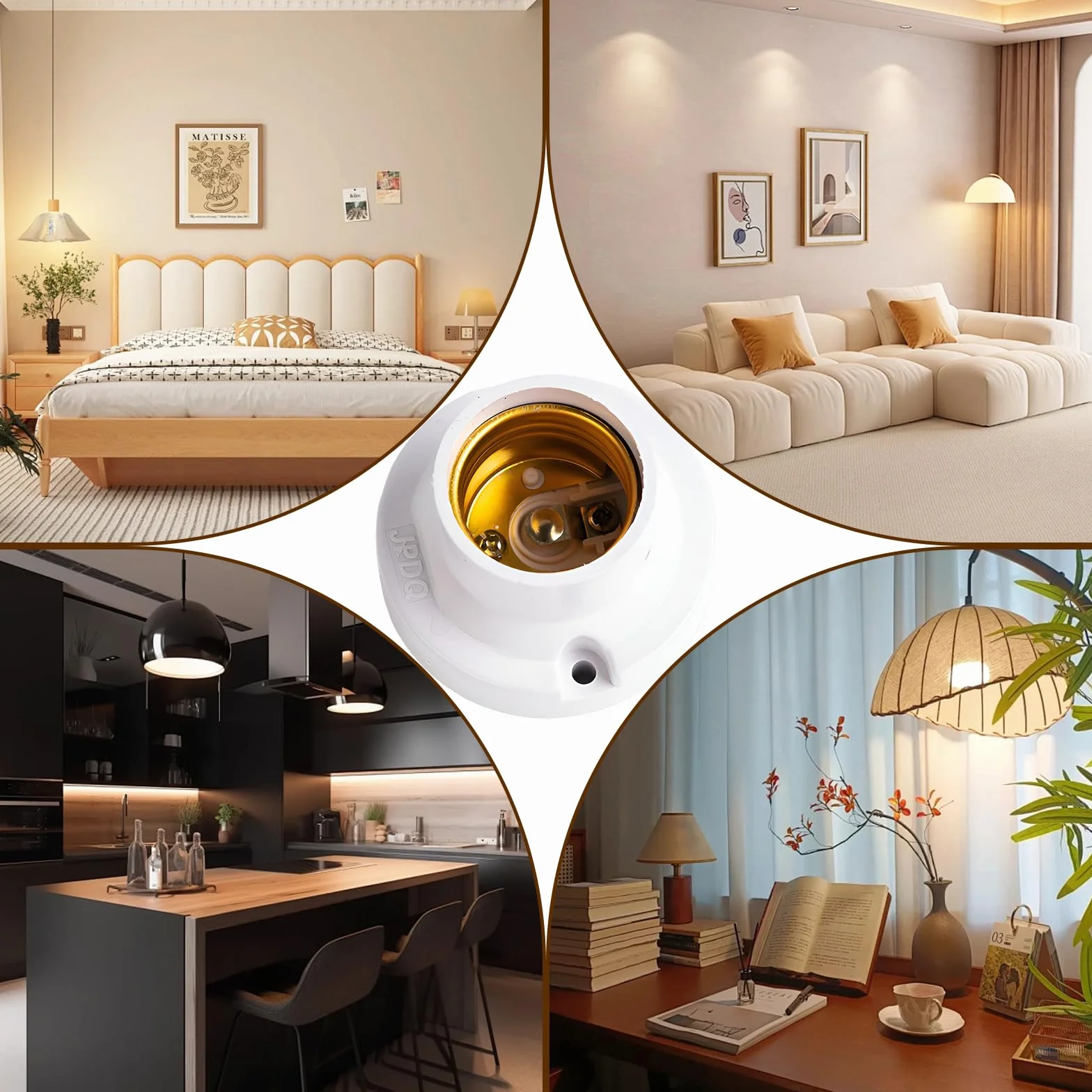 Oprawka E27, 6 sztuk, oprawki lamp w stylu vintage do przykręcania, oprawka żarówek E27, uniwersalne podstawy lamp do lamp LED, białe