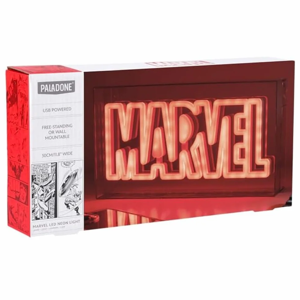 Neon LED Marvela, oficjalnie licencjonowany, wolnostojący lub montowany na ścianie, akcesoria do pokoju gier i pamiątki filmowe, dekoracja | Paladone