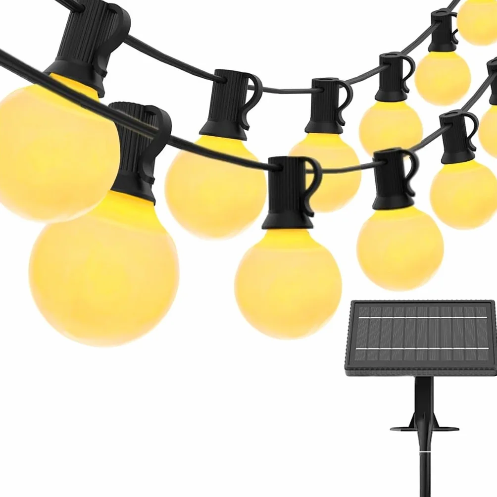 KRUMAD Girlanda Solarna 7 m 50 LED IP65 Ciepłe Światło 8 Trybów Czujnik Zmierzchu
