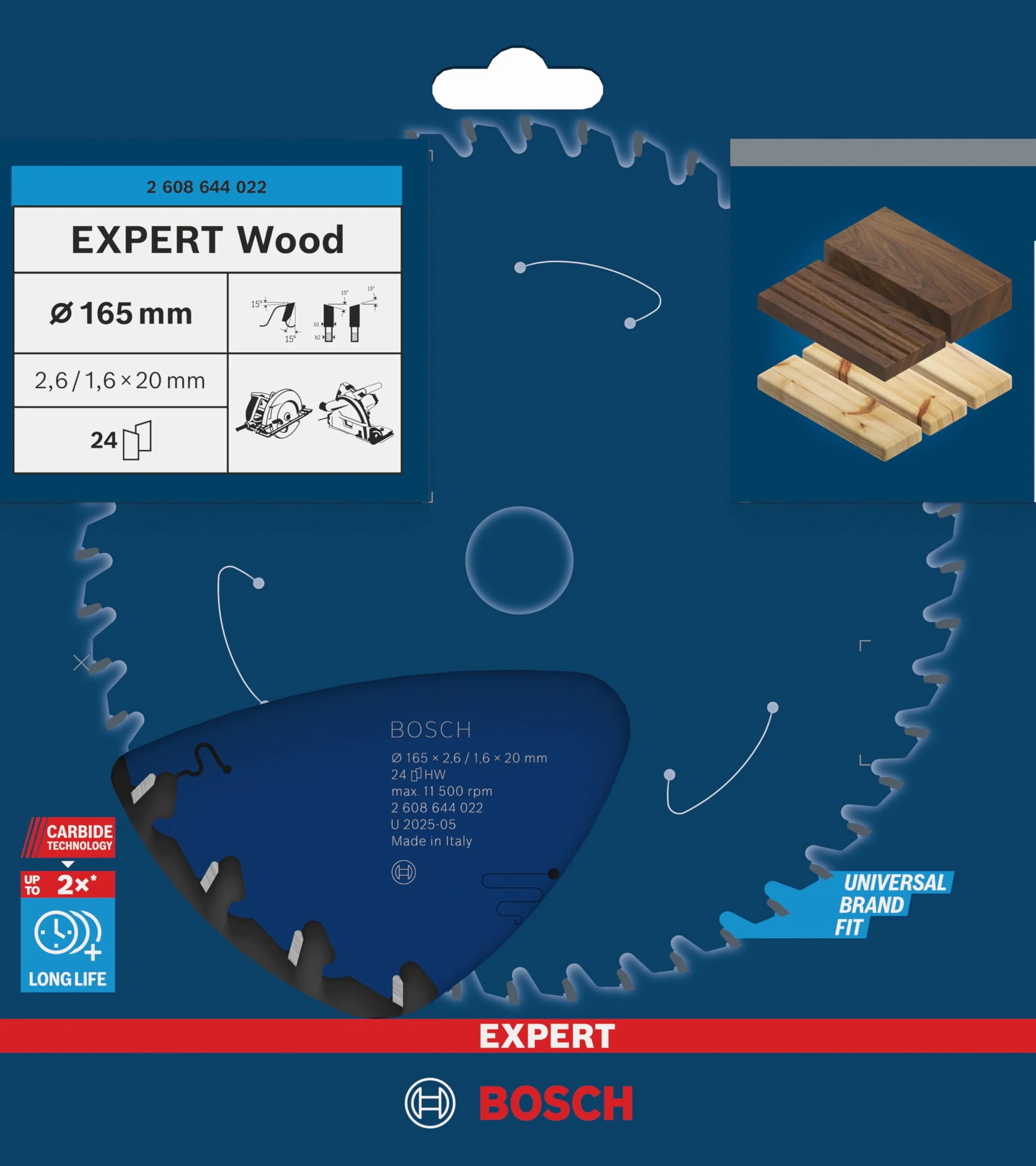 Bosch Professional Brzeszczot do piły tarczowej Expert 165 x 20 x 2,6 mm 24 zęby