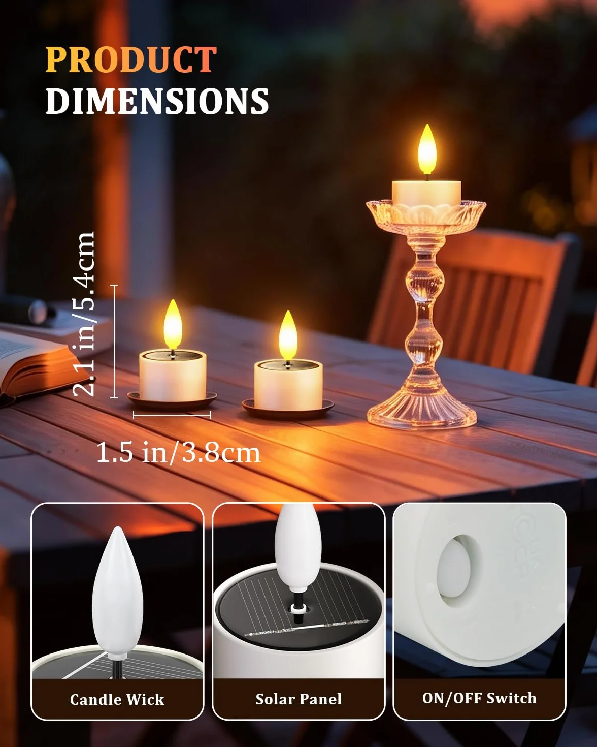 SoulBay Solarne świeczki tea light LED 12 sztuk wodoszczelne wielokrotnego ładowania dusk to dawn migoczące do ogrodu