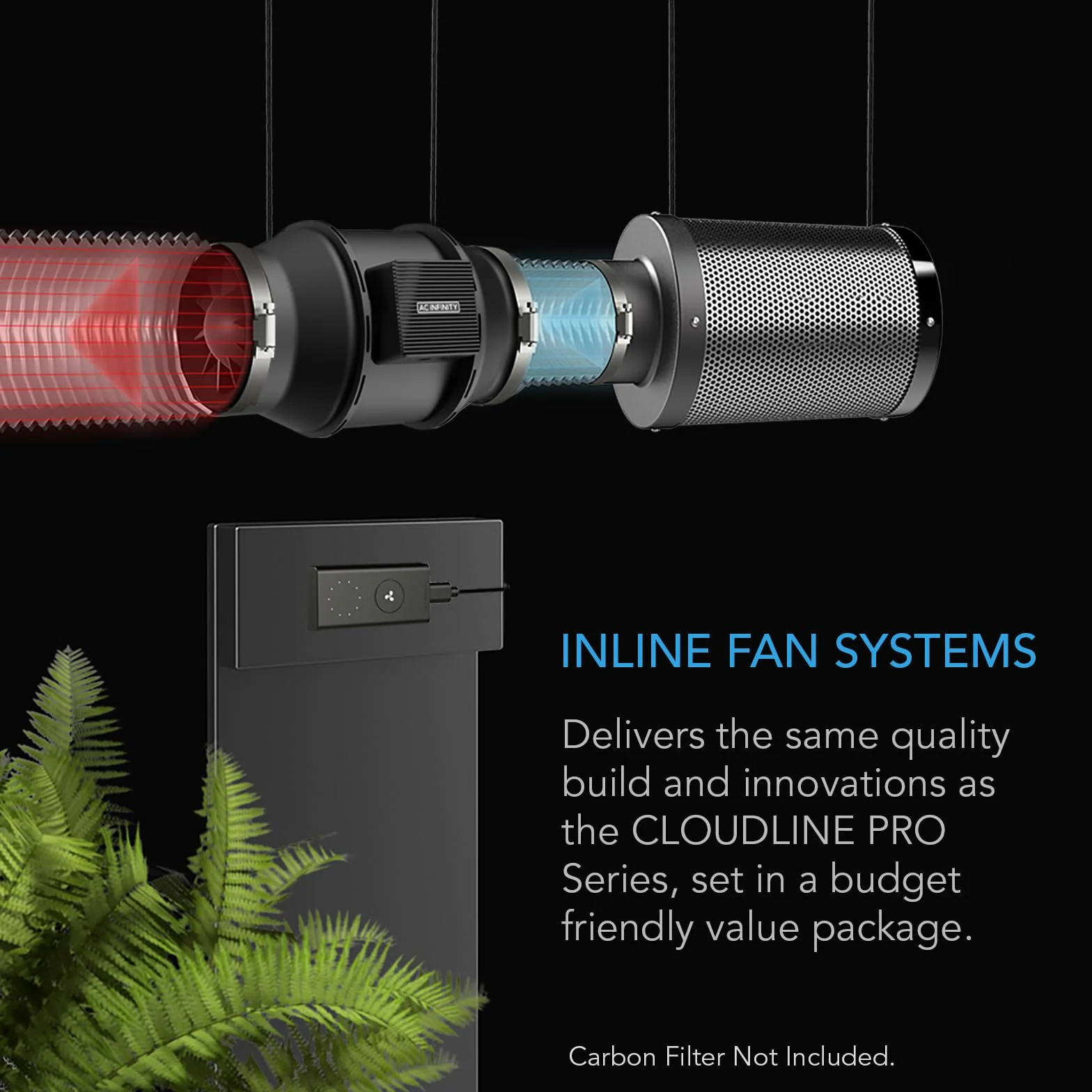 AC Infinity CLOUDLINE A8 Wentylator kanałowy 8" z regulatorem prędkości silnika EC, wentylator wyciągowy powietrza