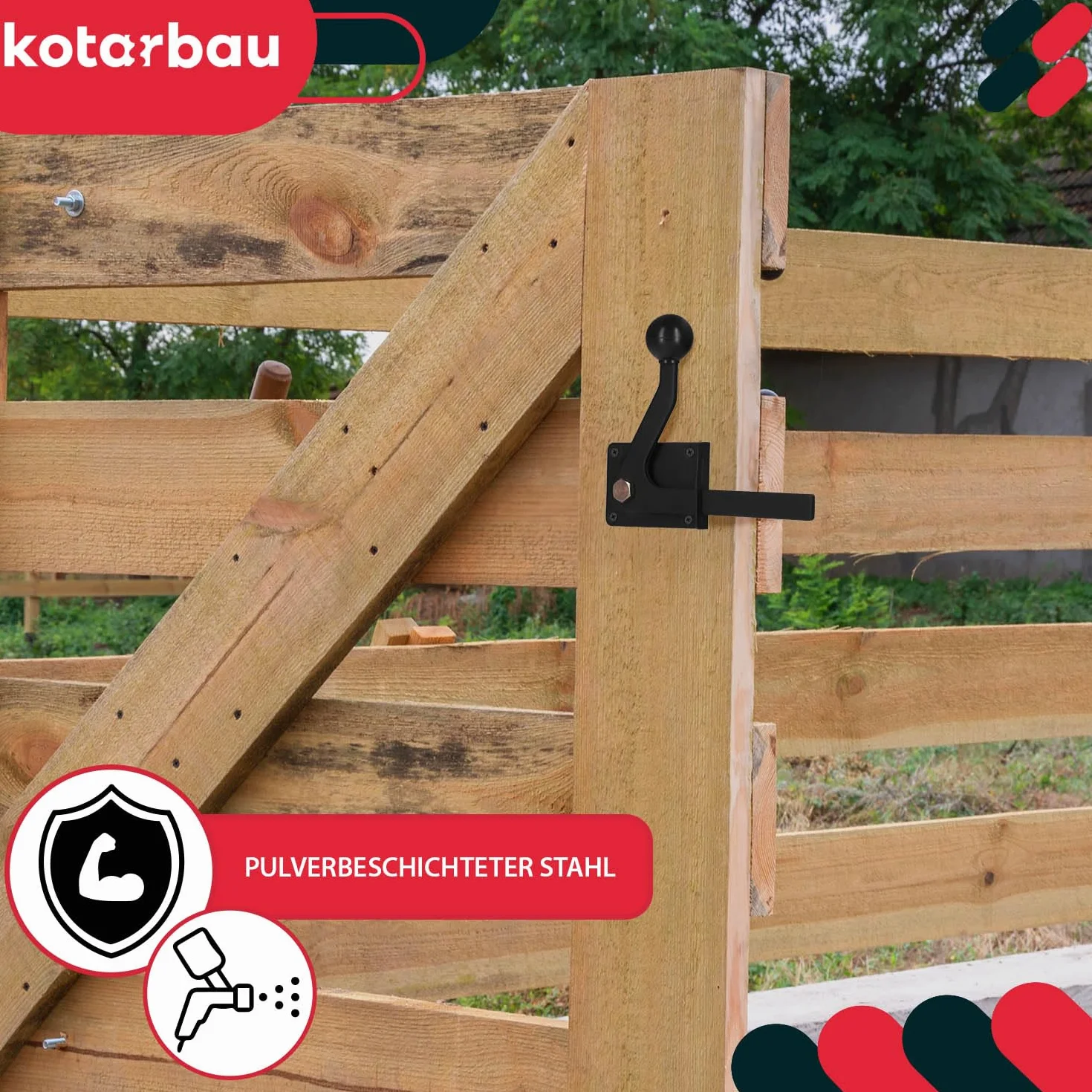 KOTARBAU Zapadka Furtki Zamknięcie Blokada 150 MM Czarna