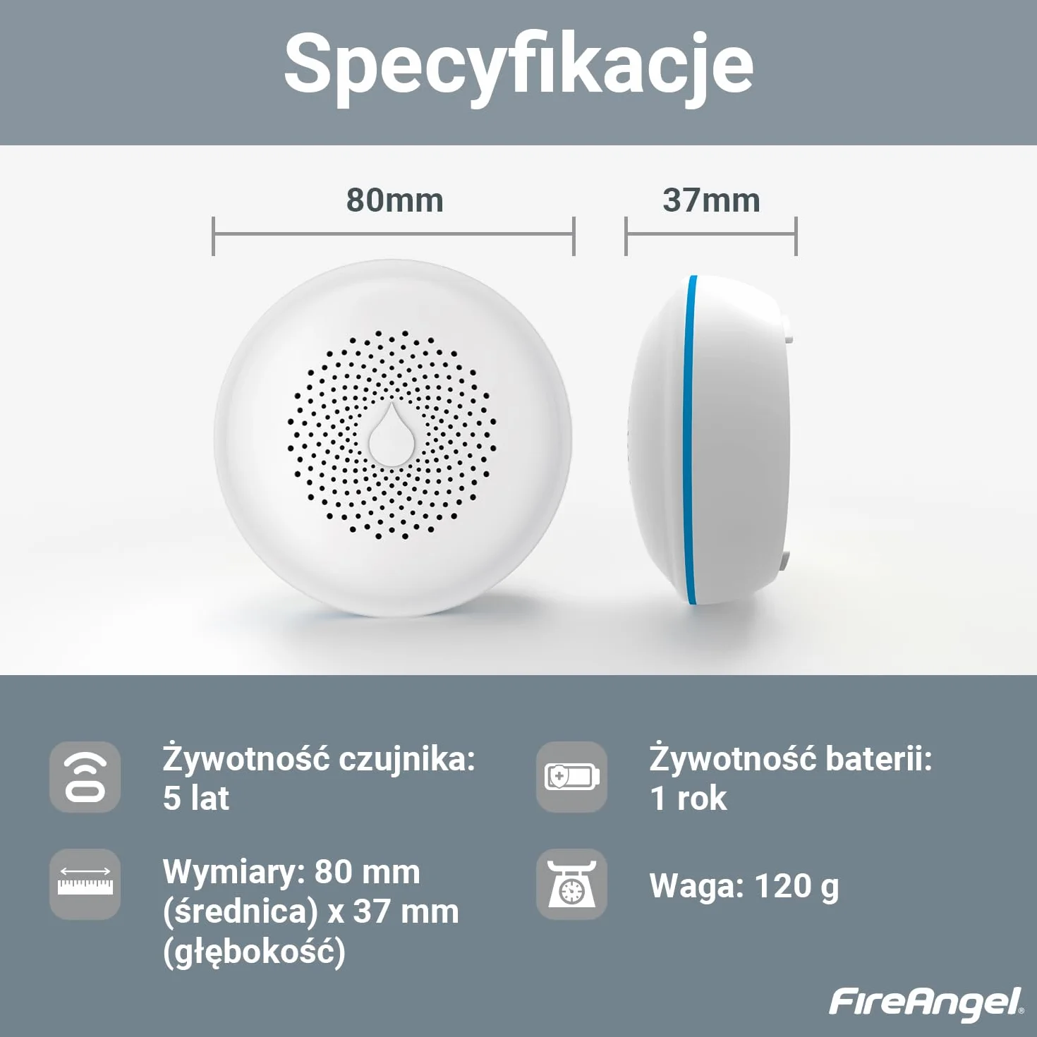 FireAngel FA7011 Czujnik Wycieku Wody - Czujnik Zalania Biały