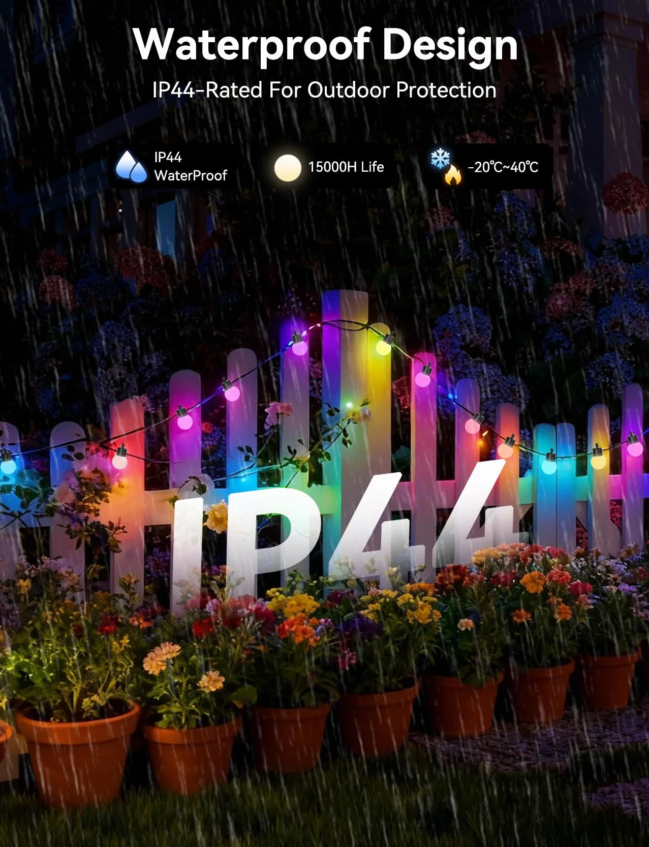 Aigostar Smart RGBIC Girlanda Ogrodowa 5 Metrów, 25 LED G45 Lampy, Sterowanie Segmentami Koloru, Synchronizacja z Muzyką, 39 Dynamicznych Trybów, IP44 Wodoszczelna do Wnętrza i Ogrodu