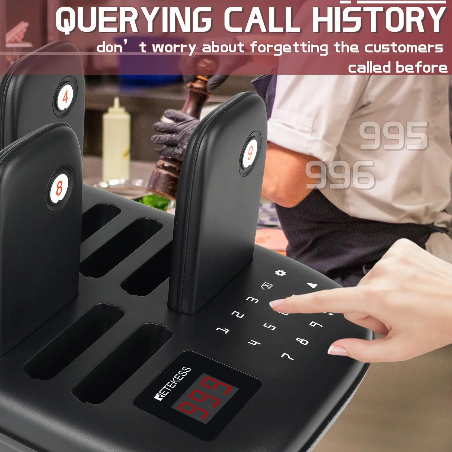 Retekess TD175 Bezprzewodowy System Przywoławczy dla Restauracji, 500m, 7 Trybów Połączeń, Gotowy do Użycia