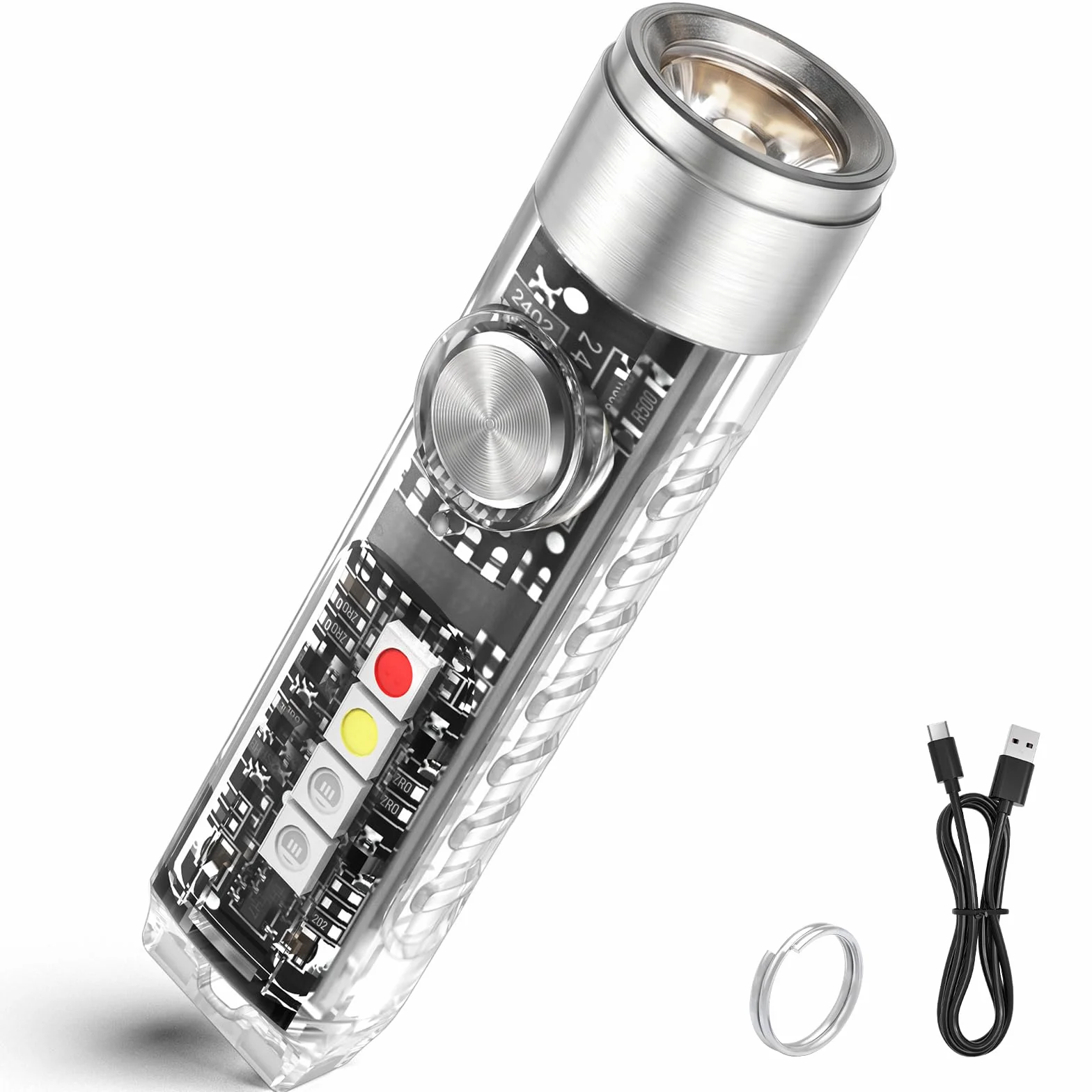 Jeebel Mini Latarka LED 400 Lumenów USB Ładowania, EDC Magnetyczna IP65, Boczne Światło UV/Biały/Czerwony/Niebieski