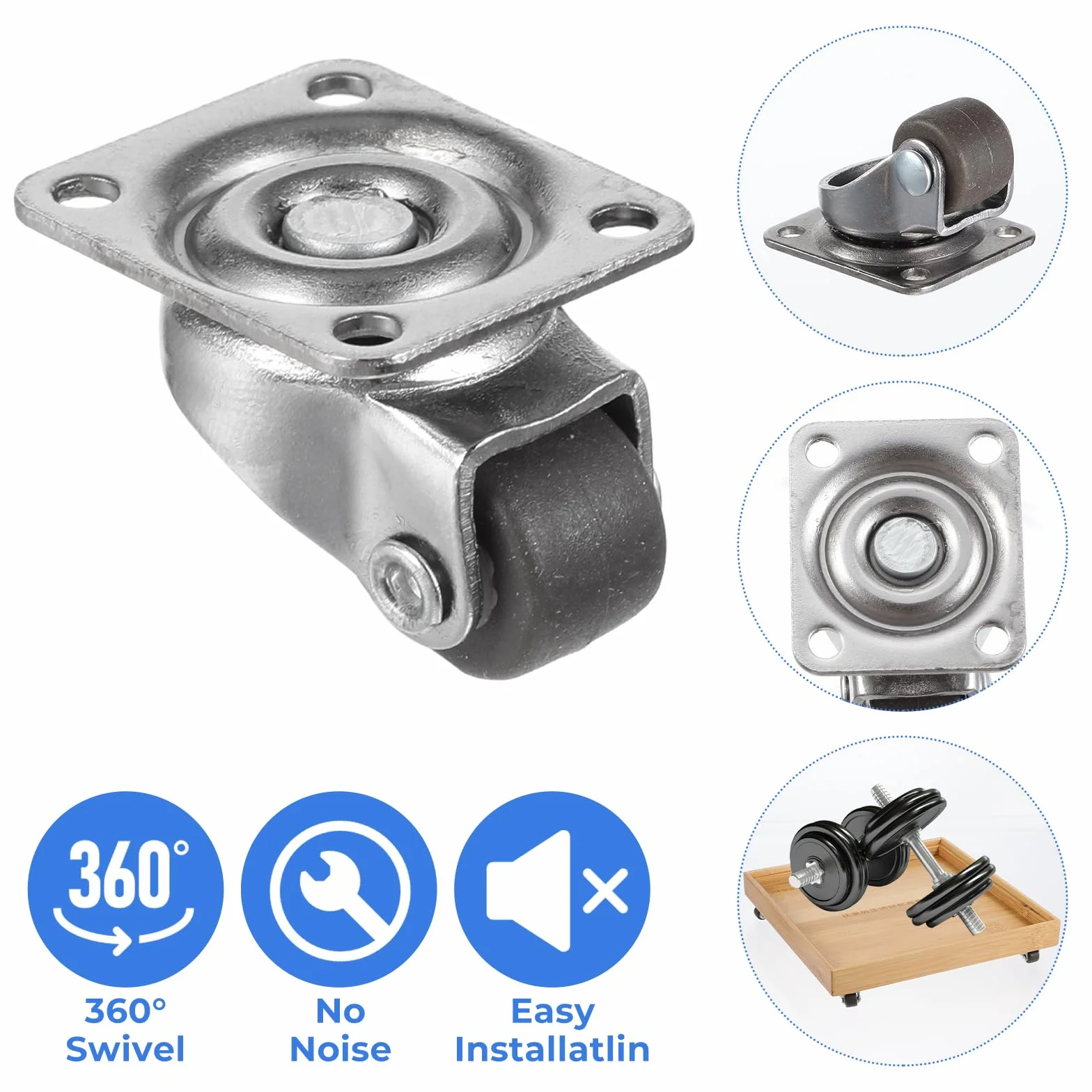 Sibba 8 małych kółek meblowych skrętnych 360° gumowych transportowych uniwersalnych ze śrubami do mini mebli
