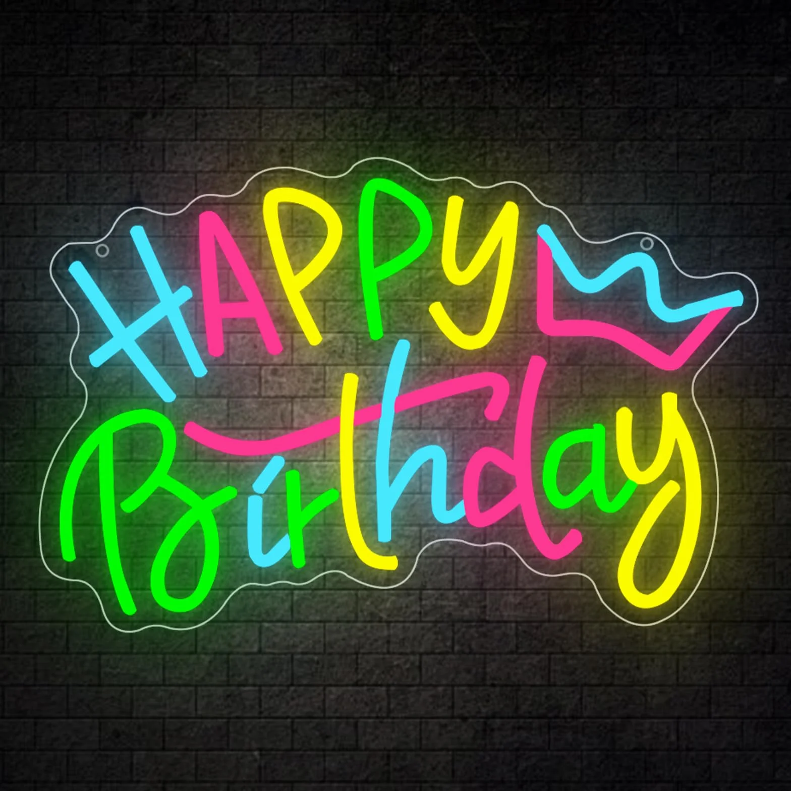 Happy Birthday Neon Letters Neon Led Led Spersonalizowane oświetlenie ścienne USB do sypialni dekoracja na imprezę urodzinową