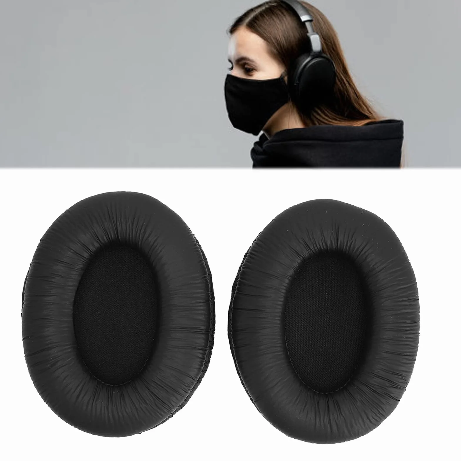 Vikye 2PCS Zastępcze Podkładki Douszne dla MDR NC60 MDR D333 DR BT50, Zestaw Słuchawkowy z miękką skórzaną białką Poduszki Earpad, Hałas - Izolowanie Pianki Pamięci