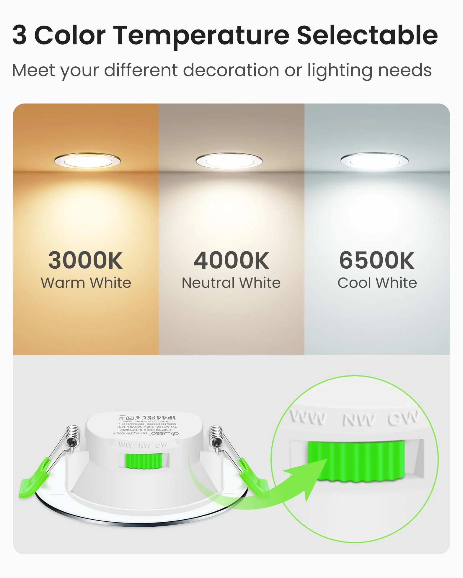 ALUSSO Oświetlenie LED Spot Sufitowy 230V 7W 3000K-6500K IP44 Regulowane Chrom 6szt