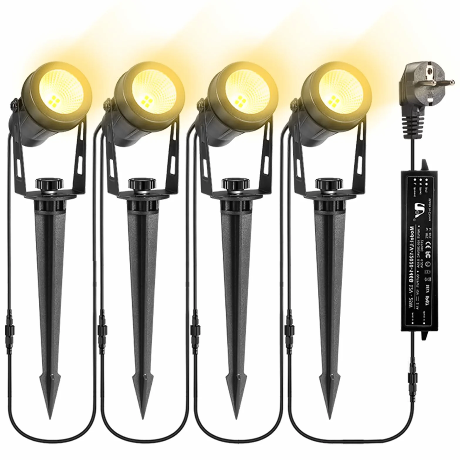 B-right 4 x 3 W reflektor zewnętrzny LED, miejsce ogrodowe, oświetlenie ogrodowe, oświetlenie ogrodowe 15 m z kablem, lampa ogrodowa ze słupkiem ziemnym, lampa zewnętrzna do ogrodu na balkon taras