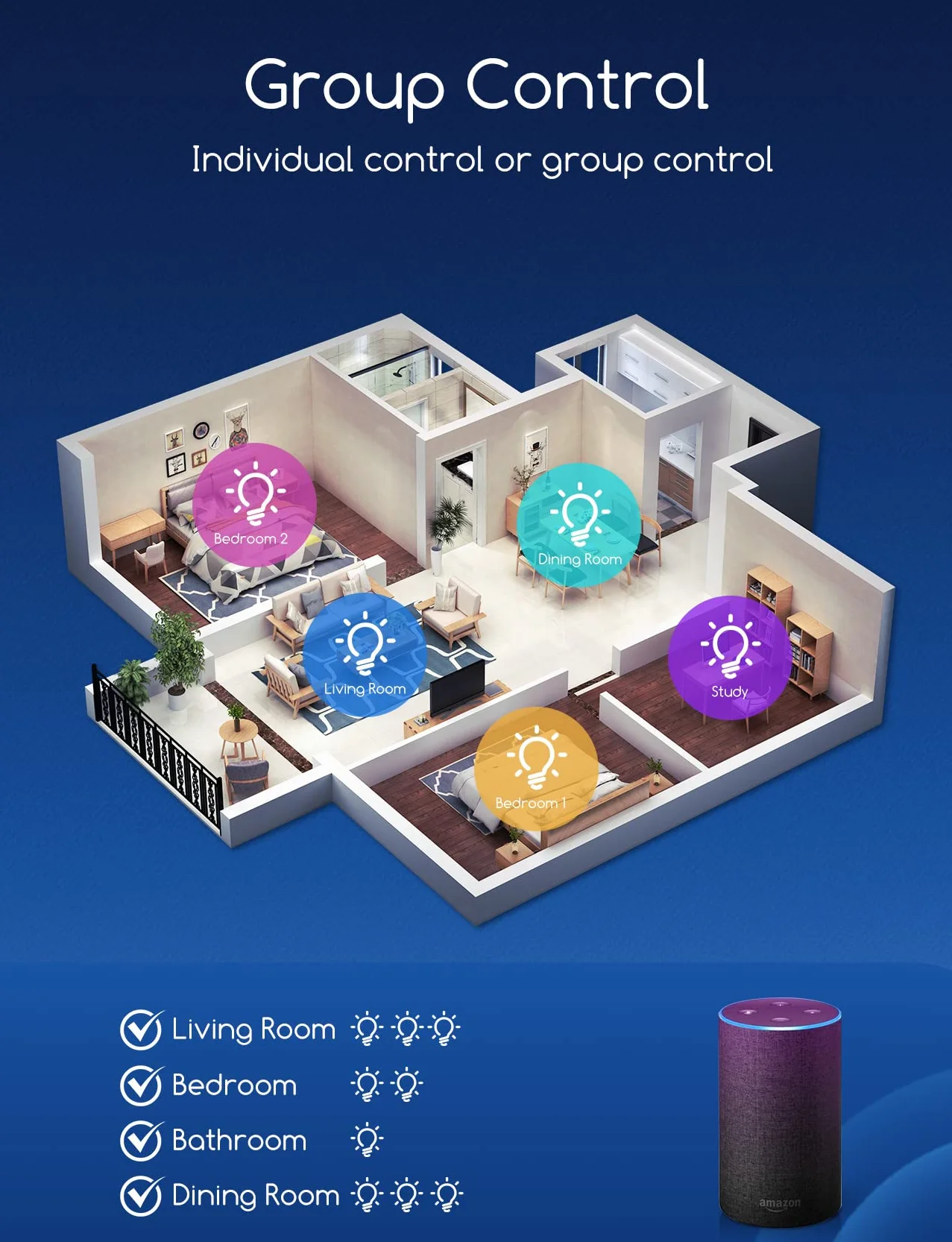 Aigostar Lampa Alexa Inteligentna Żarówka LED SL2 G45 E14 6,5W RGB Ciepła/Zimna Ściemnialna 6 Sztuk