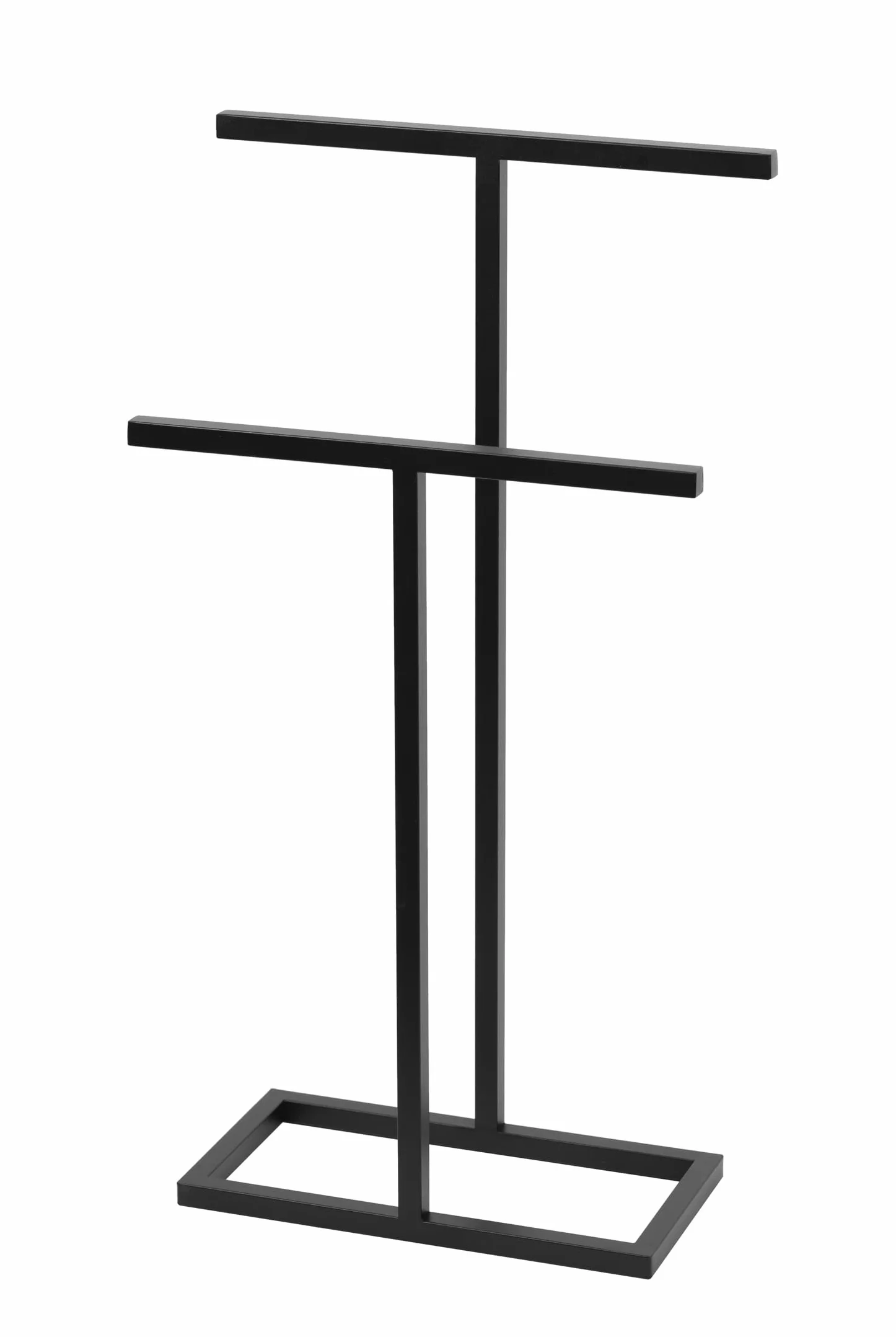 Wolnostojący Wieszak na Ręczniki Metalowy 20x85x45cm 2 Pręty Antypoślizgowy Czarny T-STILO