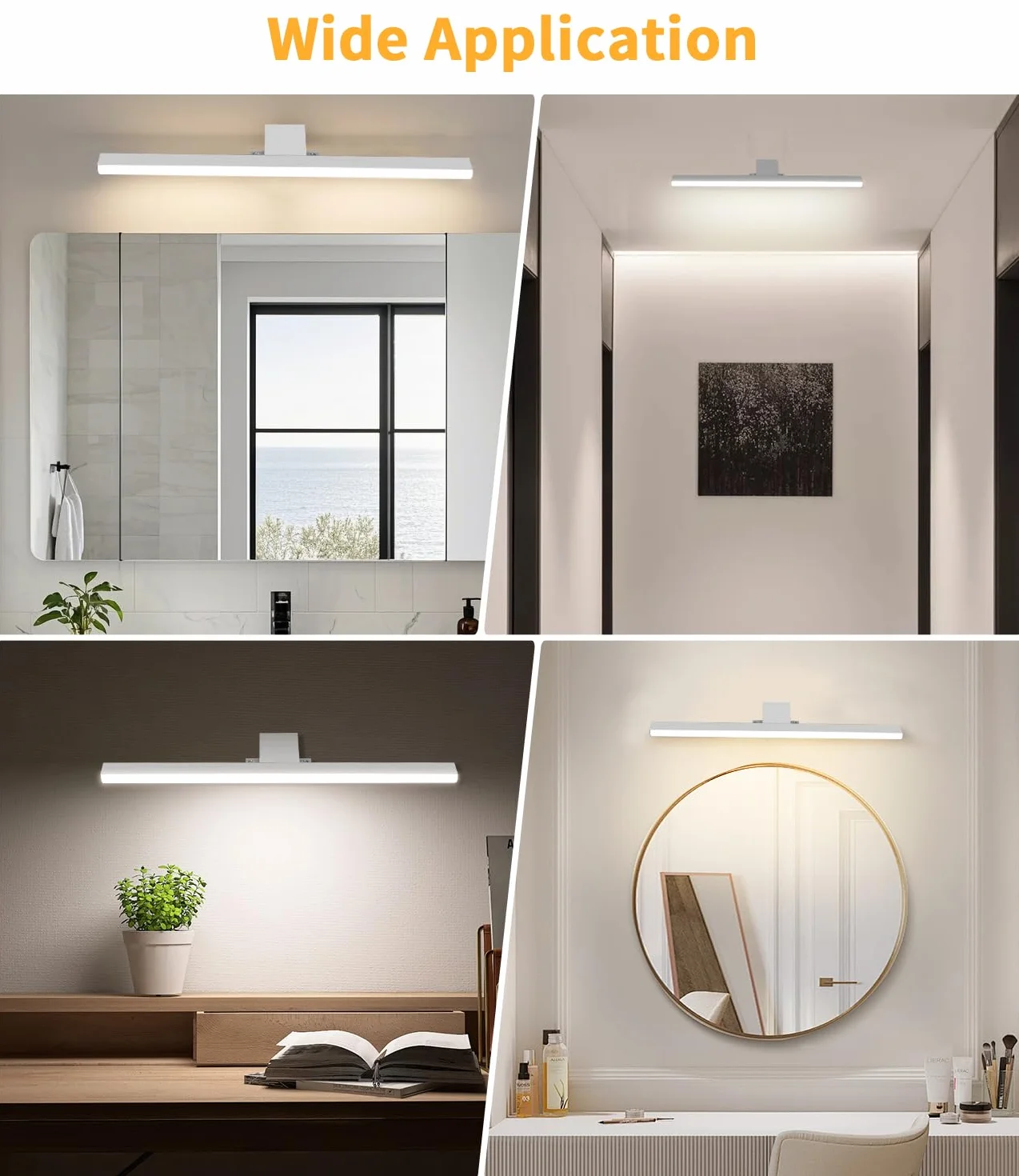 Nowoczesne oświetlenie łazienkowe LED Vanity, 4000K 6000K dwutonowa temperatura, 40cm 12W Wodoodporna aluminiowa lampa lustrzana z przełącznikiem okablowania, oświetlenie ścienne do makijażu łazience