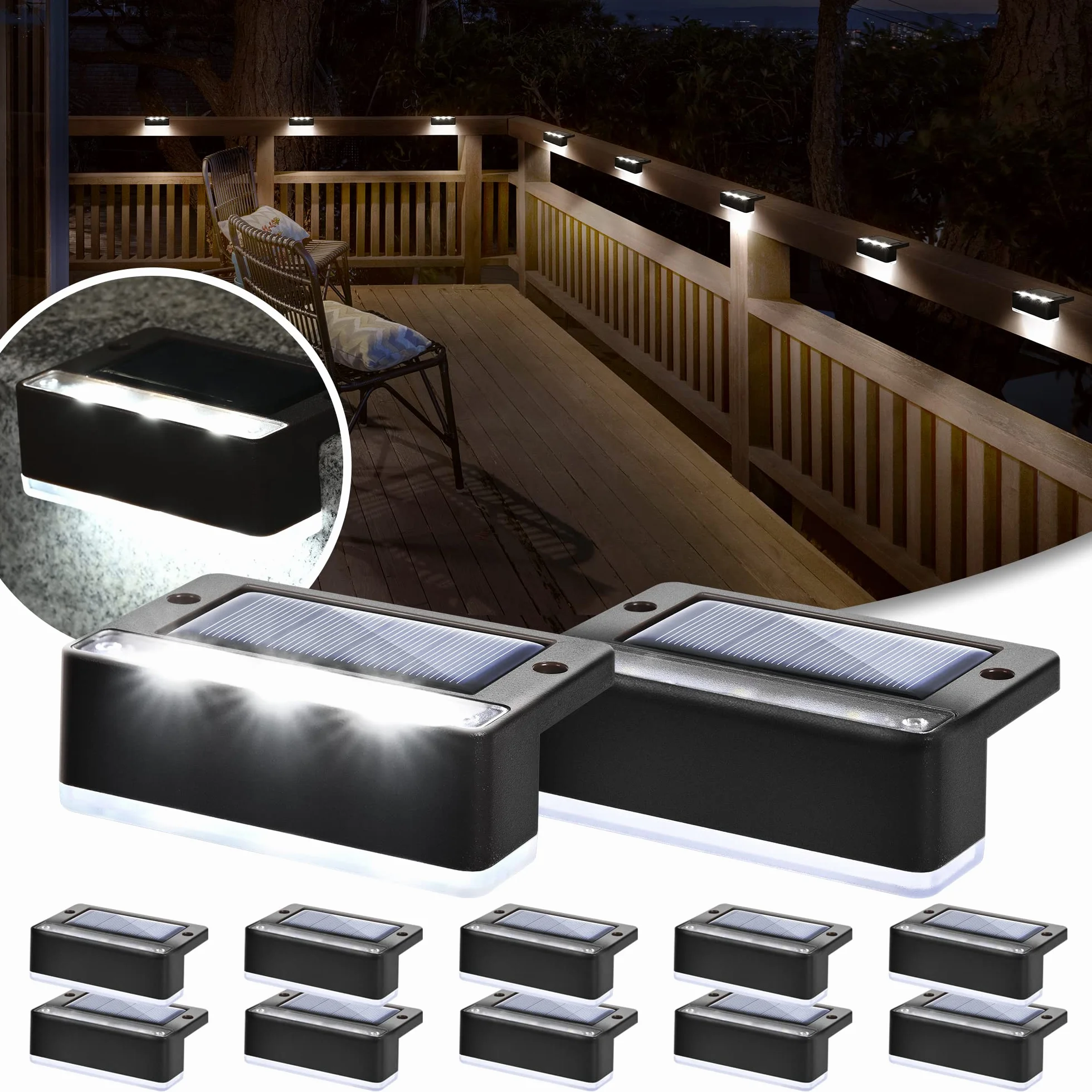 Solpex Solarne lampy ścienne LED 12 sztuk wodoodporne na zewnątrz czarny zimna biel