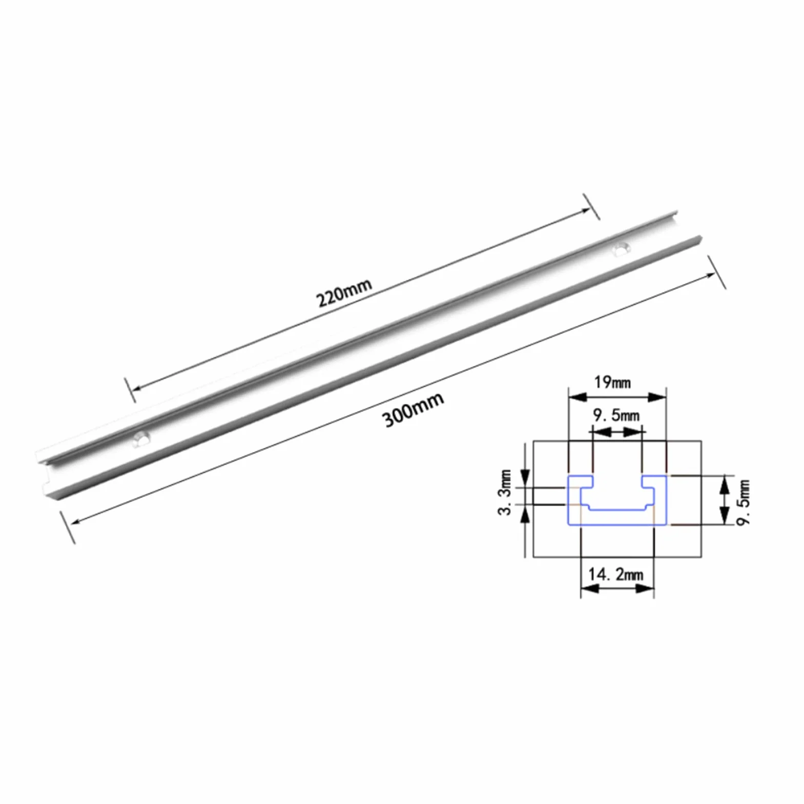 T-slot T-track listwa z zakładką szyna T Tablica Mitre ze stopu aluminium T-Track Jig mocowanie do stołu Router Table (300 mm)