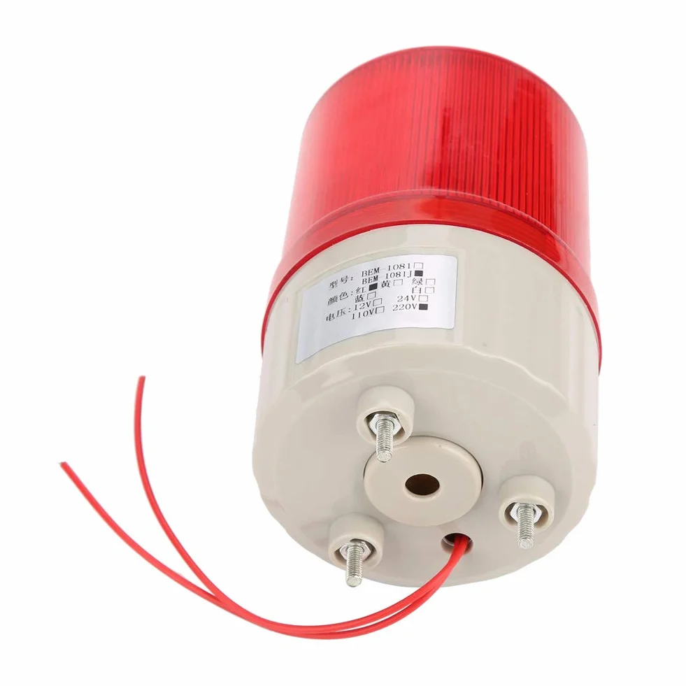Alarm Zewnętrzny 220V, Czerwone Lampki Ostrzegawcze LED Syrena Akousto Obracające się światło Awaryjne ramię Stroboskopowe światło Akustyczne System Alarmowy