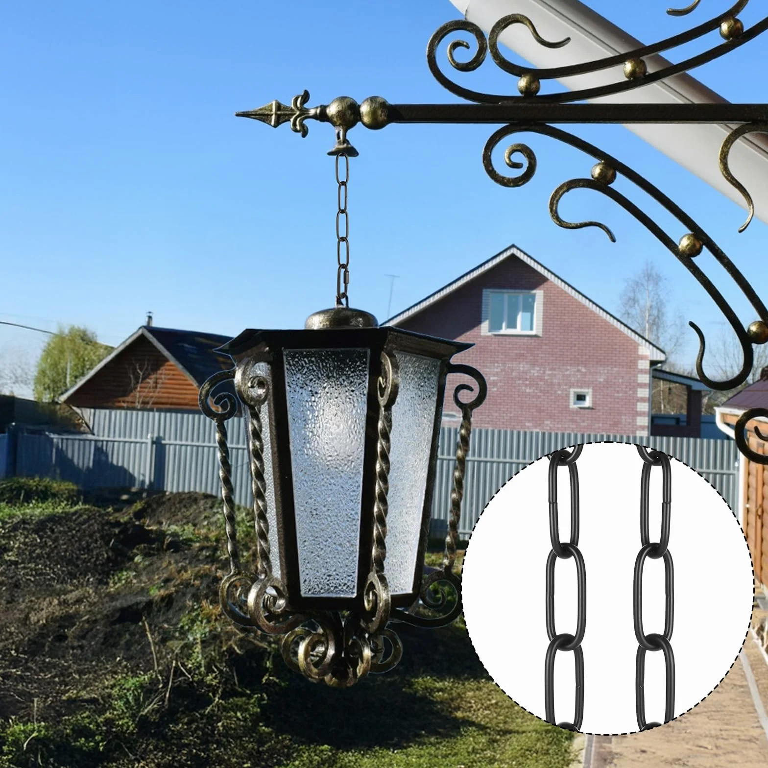 Łańcuch stalowy ze stali nierdzewnej 0,9 m czarny z blokadami do zawieszenia lamp