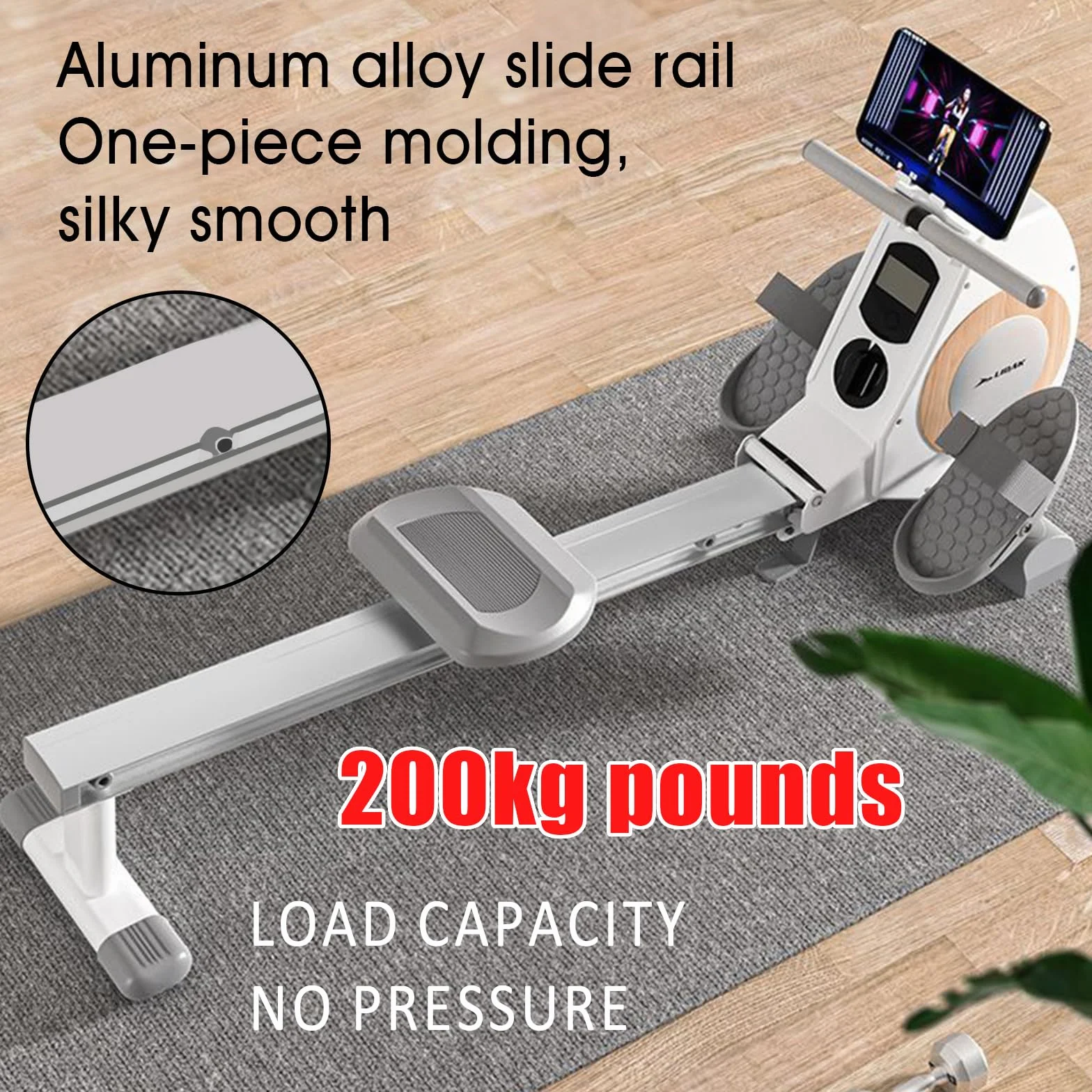 Undres Wioślarz do domu, magnetyczny wioślarz do domu, składany, 8 poziomów oporu, z monitorem LCD, obsługuje Bluetooth, maksymalna nośność 120 kg.