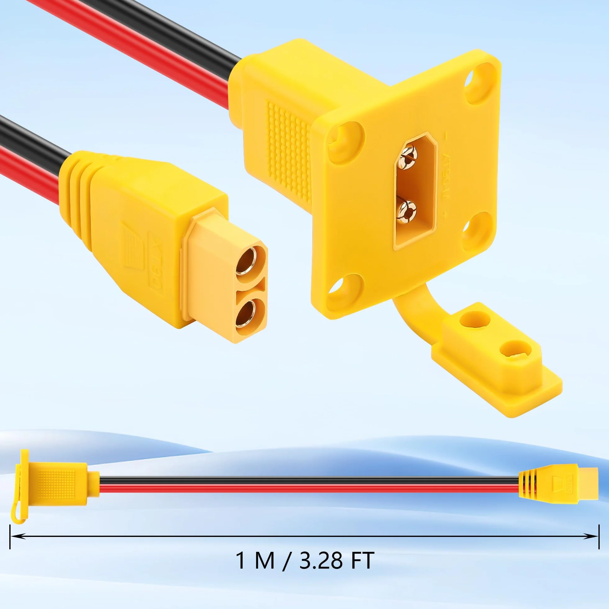 GINTOOYUN XT90 Kabel zasilający 10AWG męski na żeński panel instalacyjny 1 m