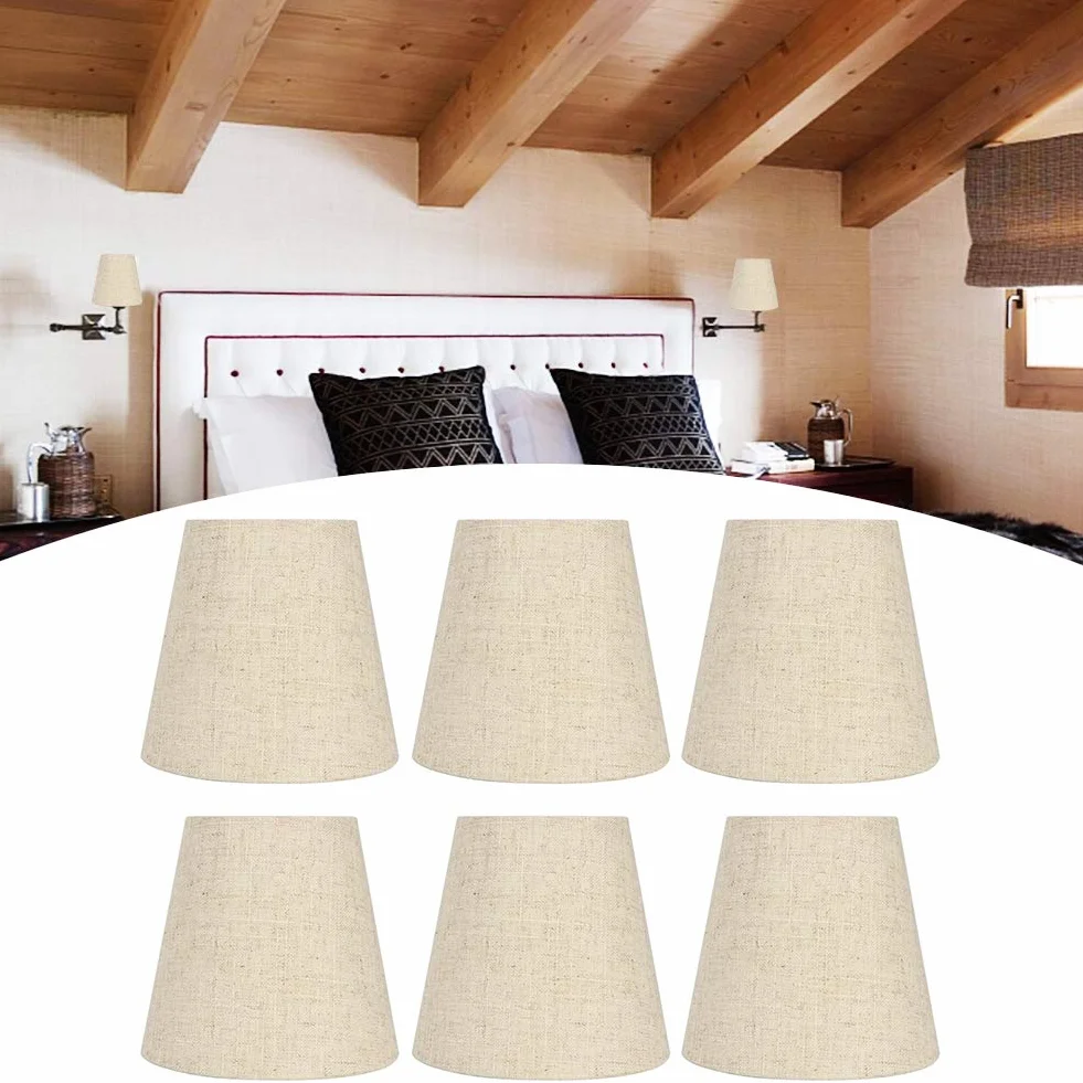 Zestaw 6 abażurów E14 z tkaniny do lampy