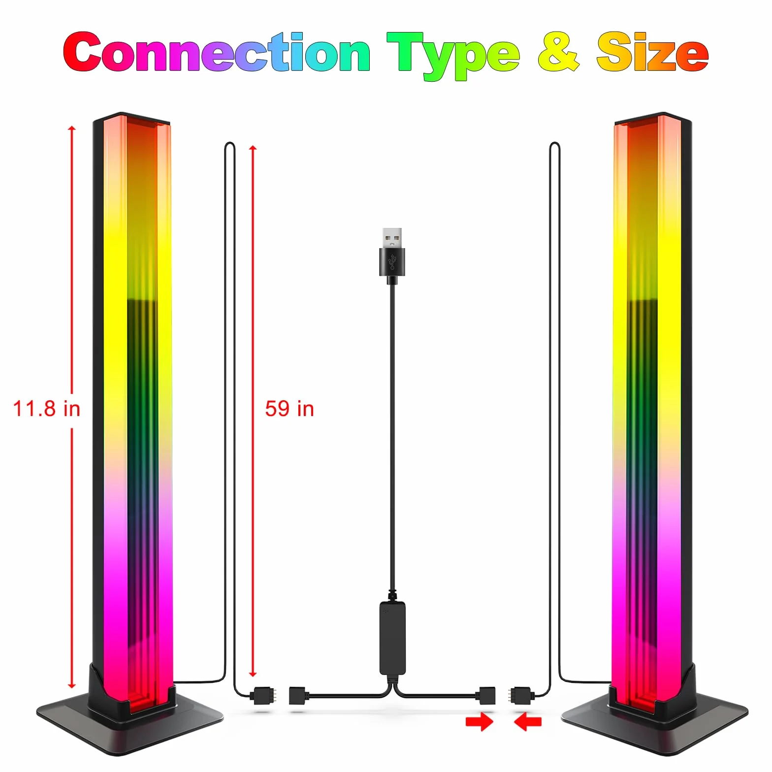 Eukee listwa świetlna RGB zestaw 2 szt. inteligentna z efektami świetlnymi i trybami muzycznymi