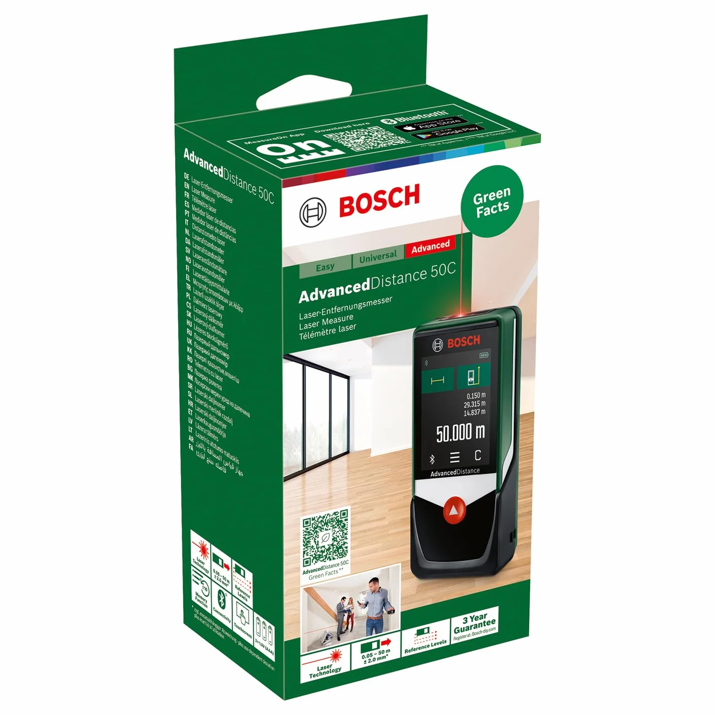 Bosch Advanceddistance 50 C Dalmierz Laserowy 50 m Wyświetlacz Dotykowy