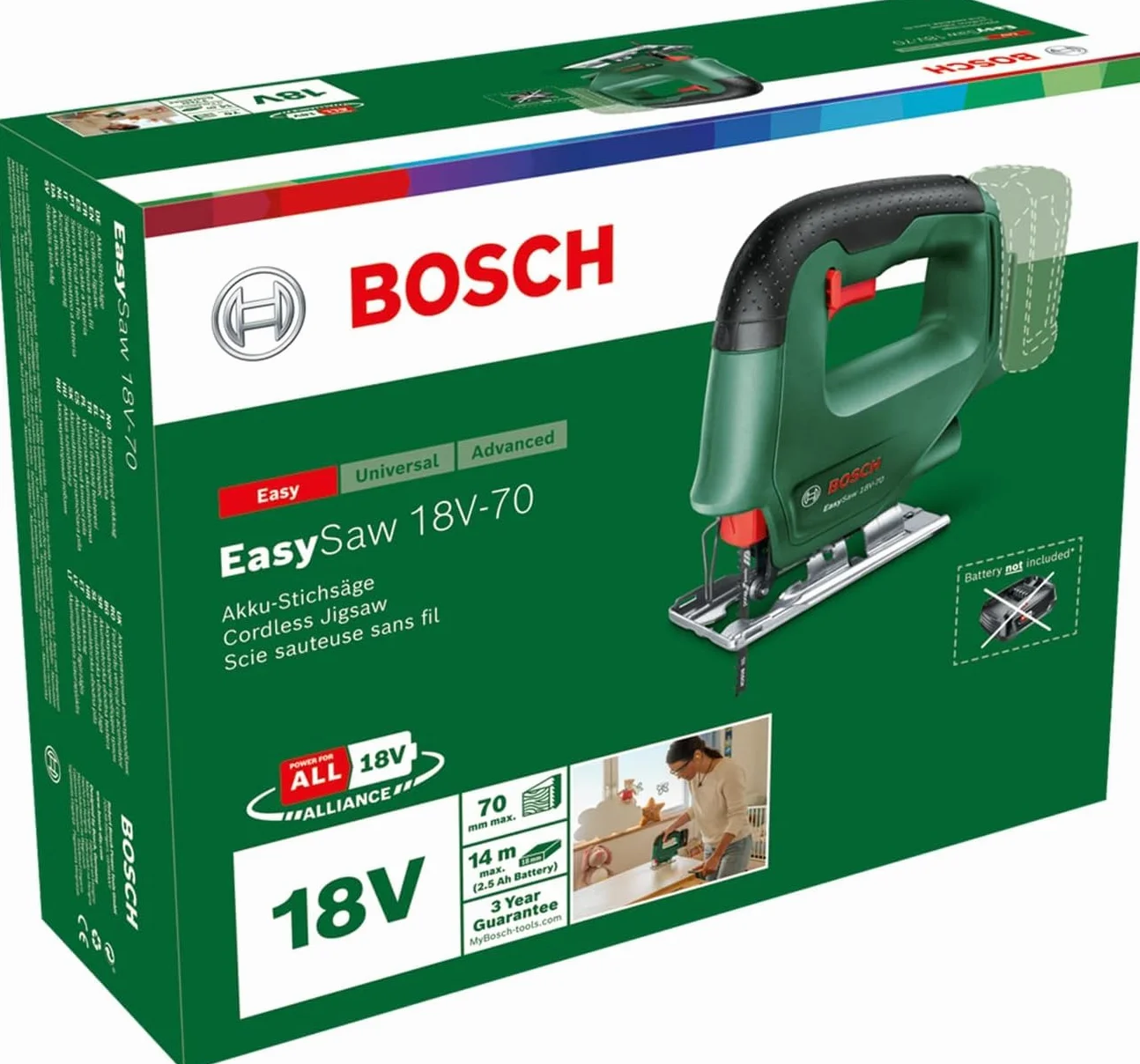 Bosch Wyrzynarka akumulatorowa UniversalSaw 18V-100 18V system bez akumulatora Zielona